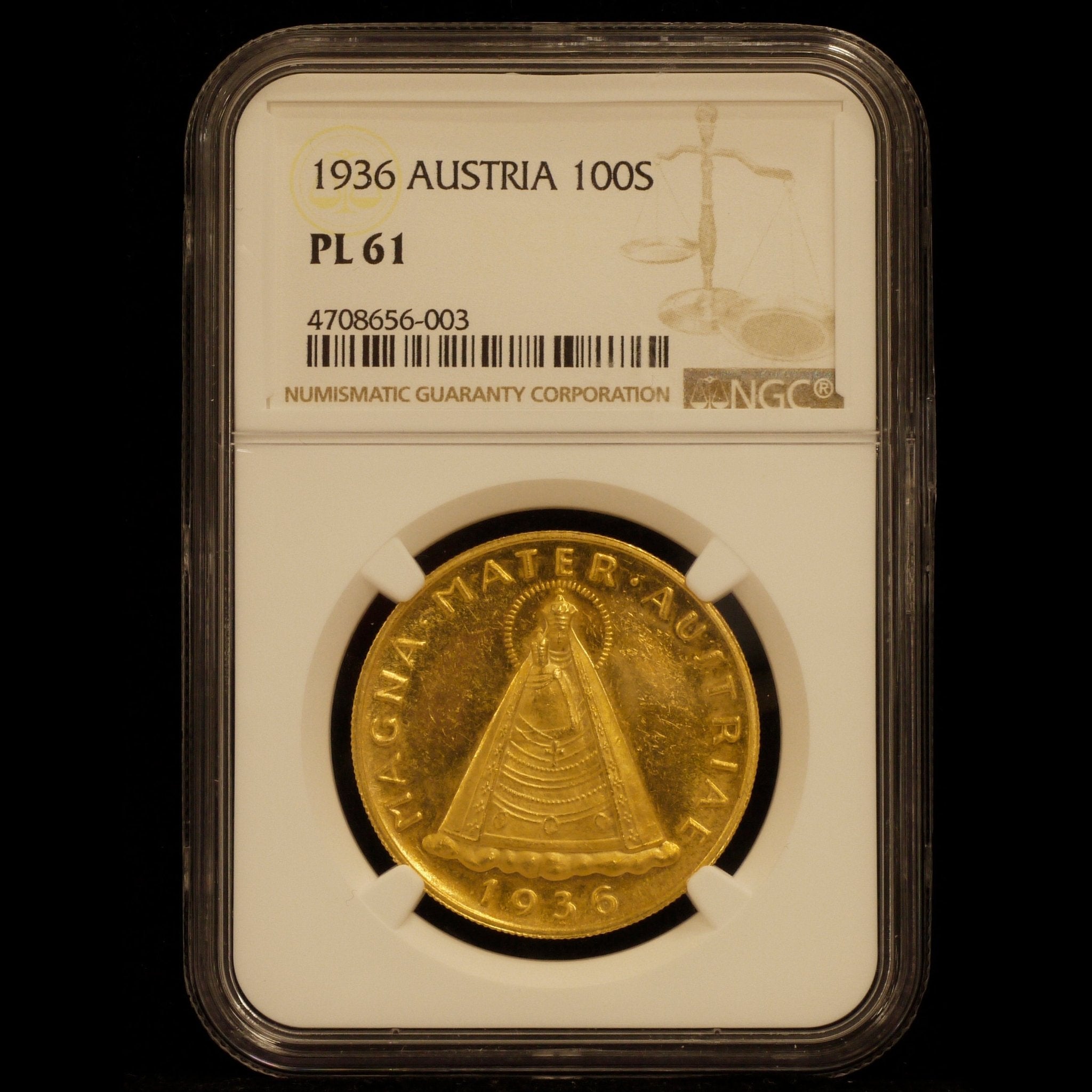 オーストリア 100シリング金貨 1936年 聖母子 NGC PL61 - NJ BUYER'S MARKETPLACE