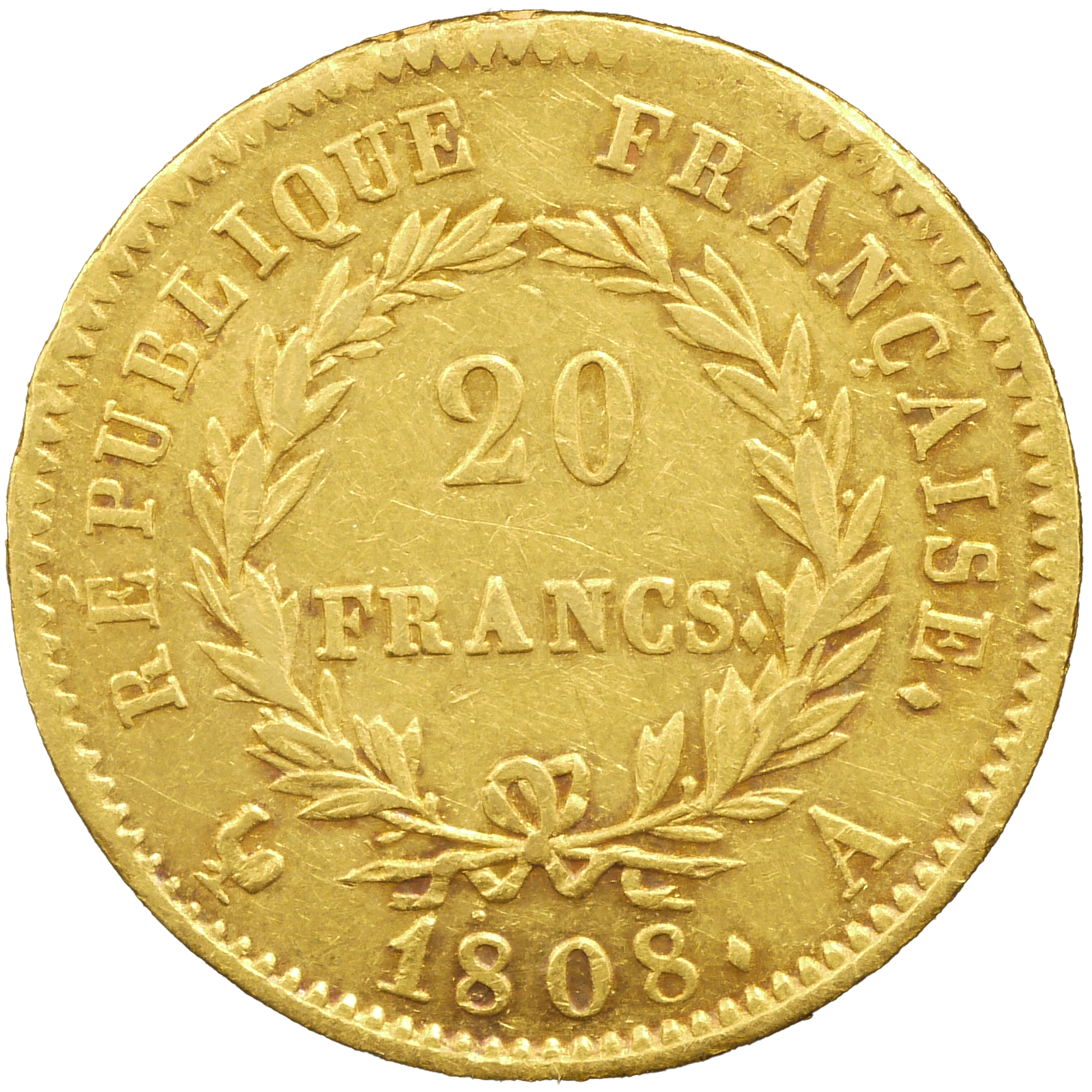 フランス 20フラン金貨 1808年 ナポレオン1世 有冠