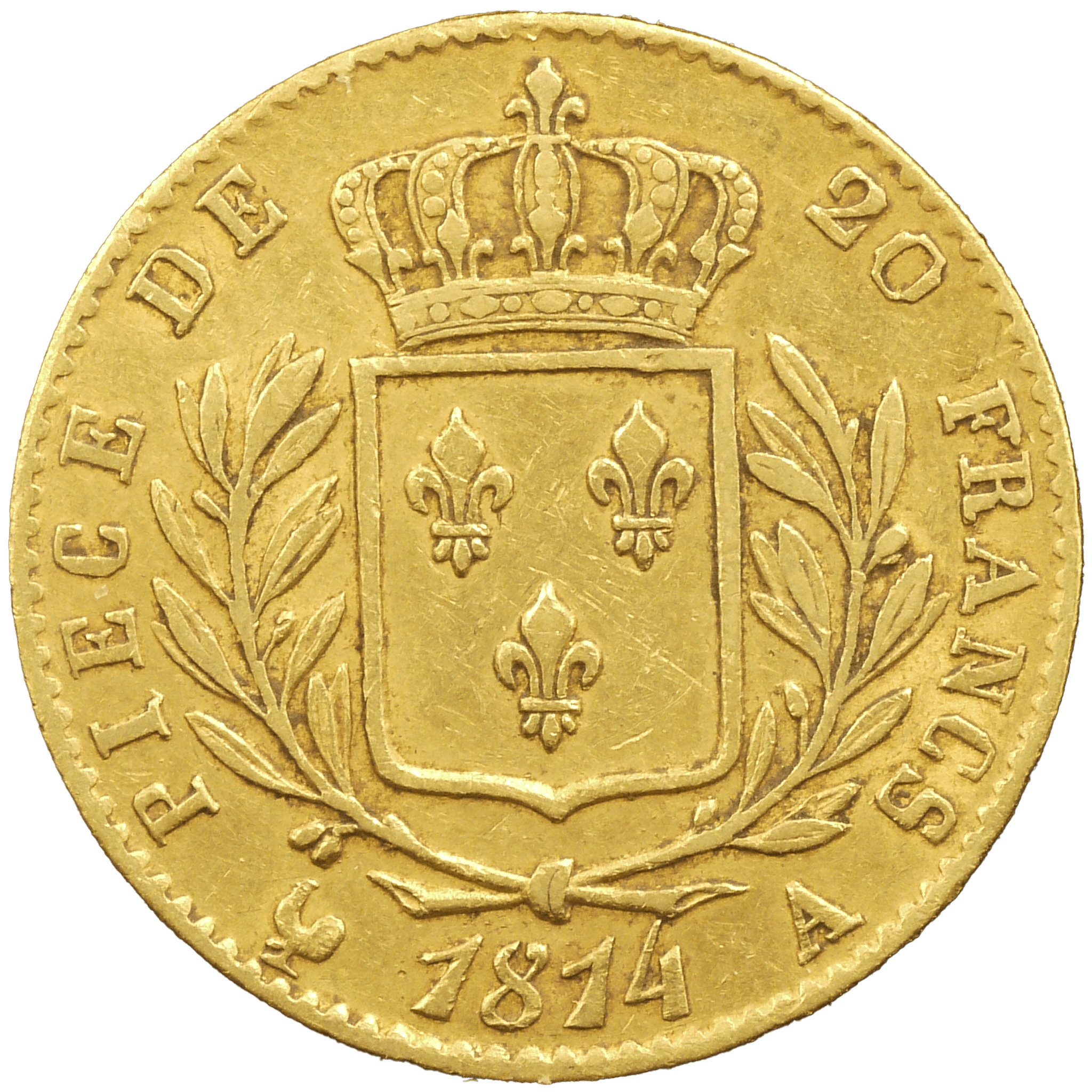 フランス 20フラン金貨 1814年 ルイ18世 軍装 - NJ BUYER'S MARKETPLACE