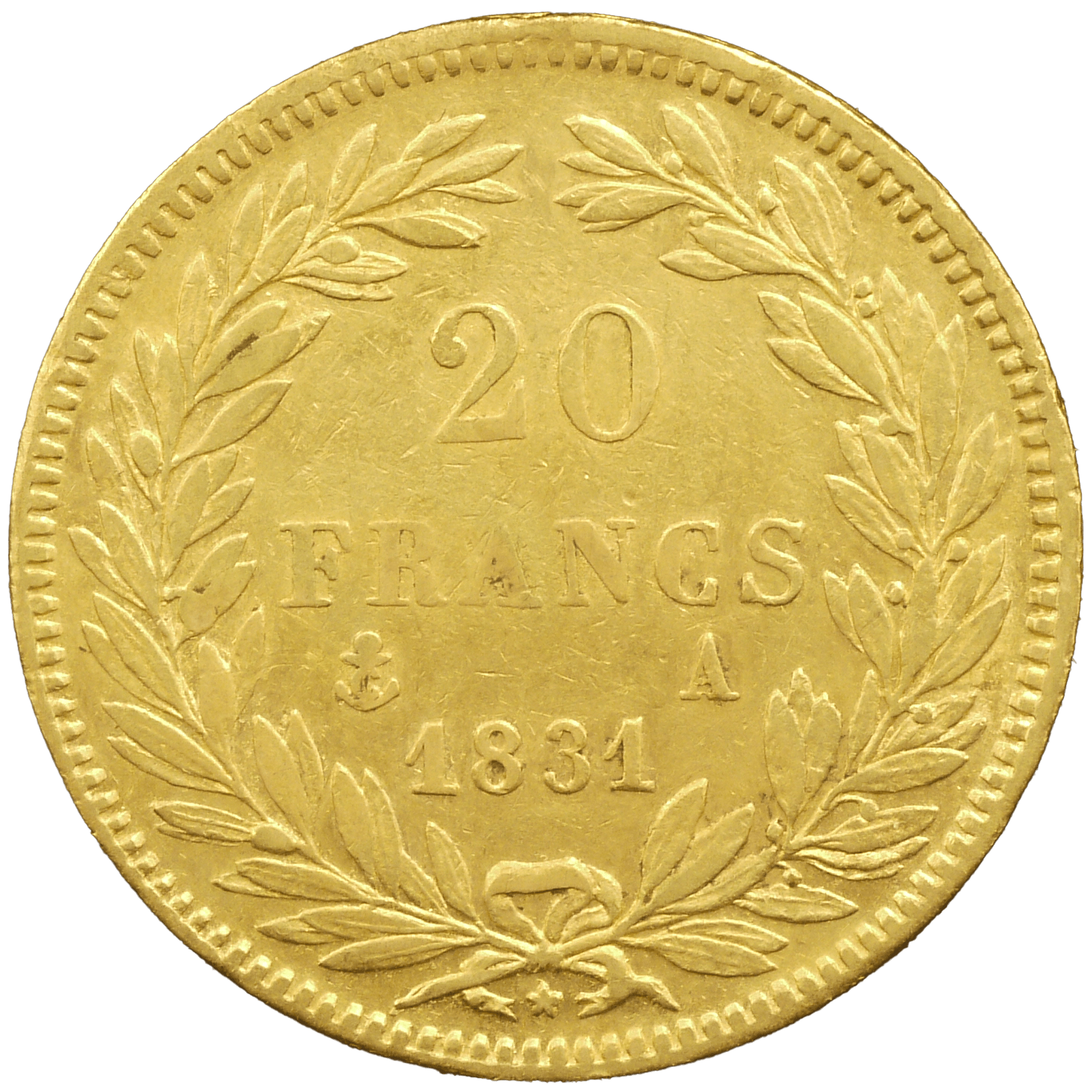 フランス 20フラン金貨 1831年 ルイ=フィリップ1世 無冠 - NJ BUYER'S MARKETPLACE