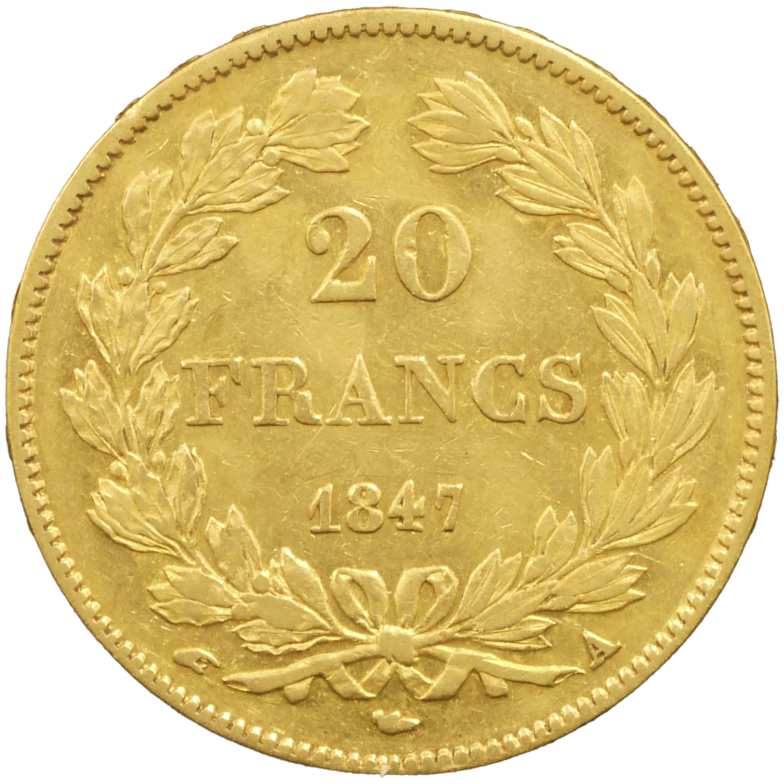 フランス 20フラン金貨 1847年 ルイ=フィリップ1世 有冠