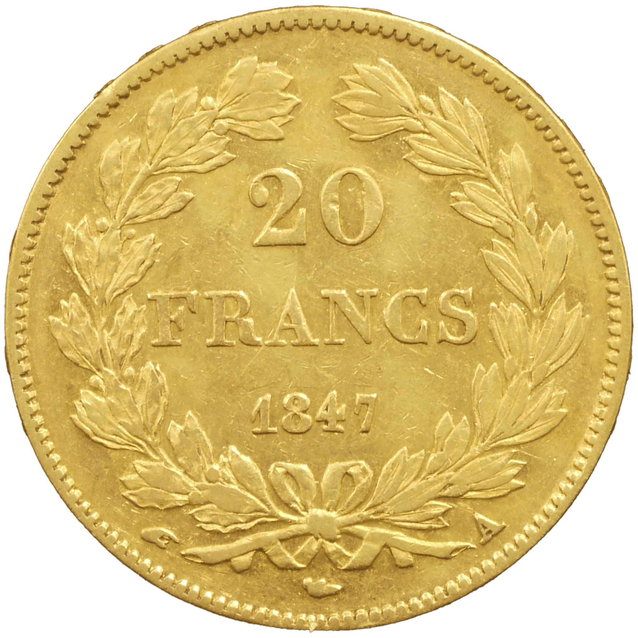 フランス 20フラン金貨 1847年 ルイ=フィリップ1世 有冠 - NJ BUYER'S MARKETPLACE