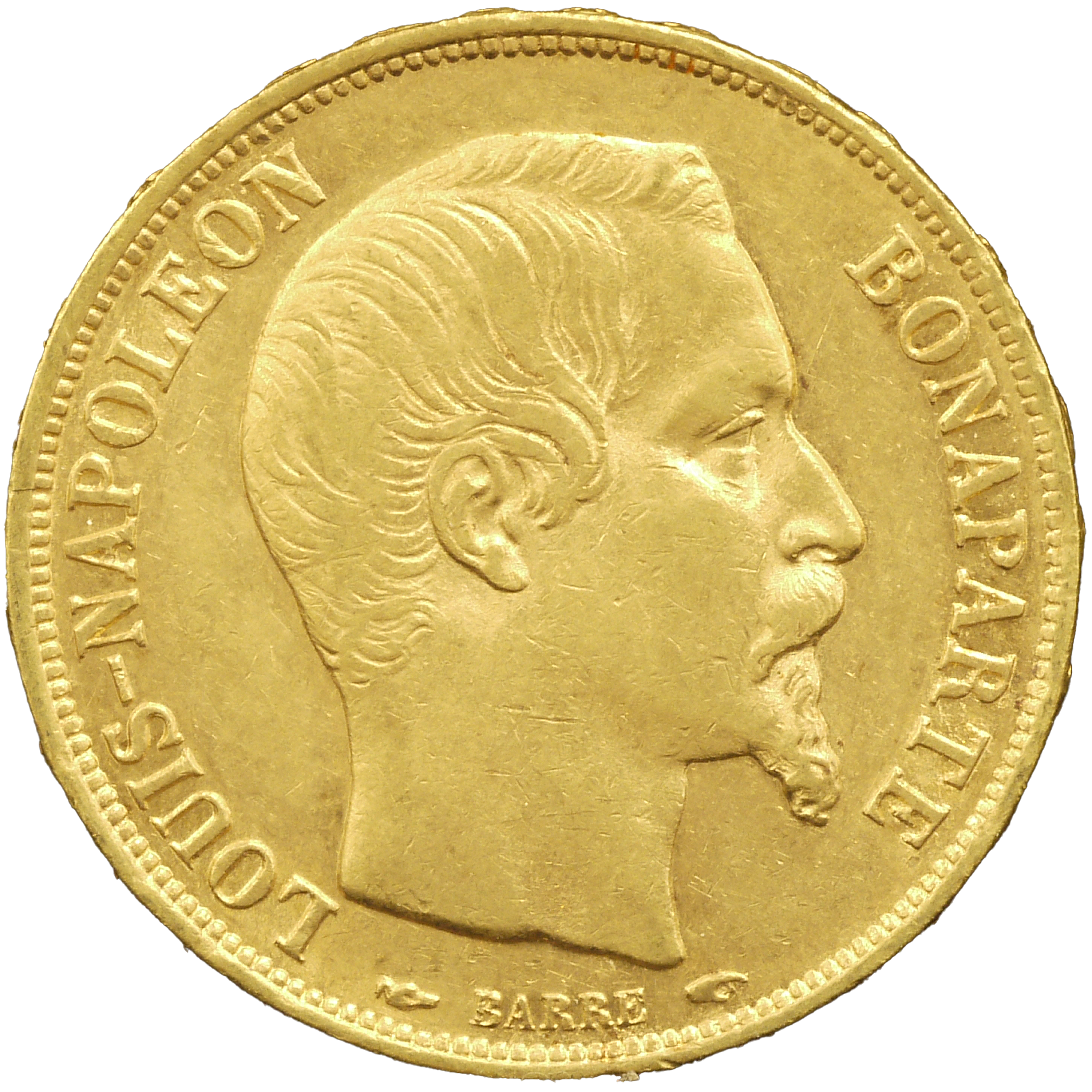 フランス 20フラン金貨 1852年 ナポレオン3世 無冠