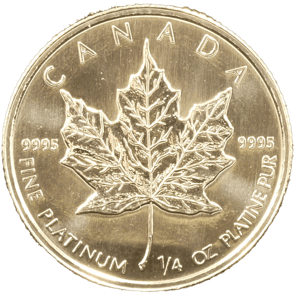 ★激レア★カナダ 1/10 oz プラチナ メイプルリーフ 5ドル 9995 本日のカナダ 1/10oz メイプルリーフ金貨 5ドル K24(純金・24金