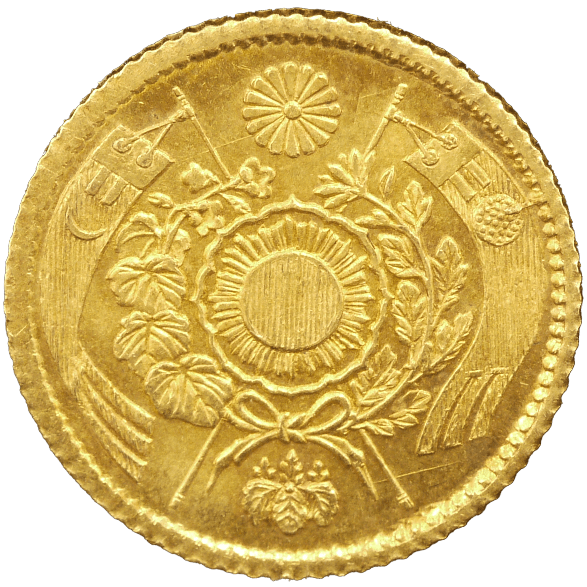 日本 旧1円金貨 明治4年(1871年)後期タイプ 組鑑付 - NJ BUYER'S MARKETPLACE