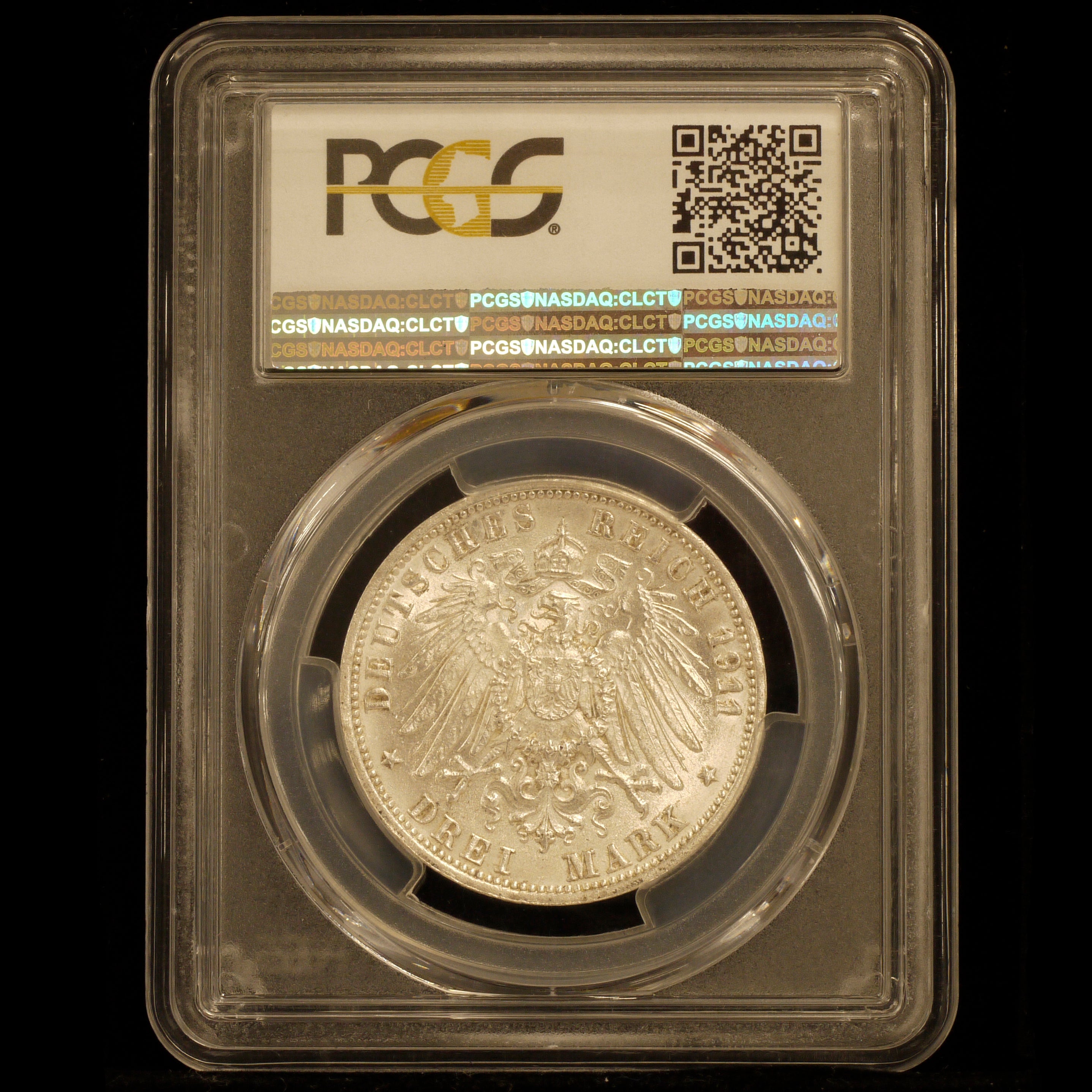 ドイツ 3マルク銀貨 1911年 ヴィルヘルム2世結婚25周年記念 PCGS MS64