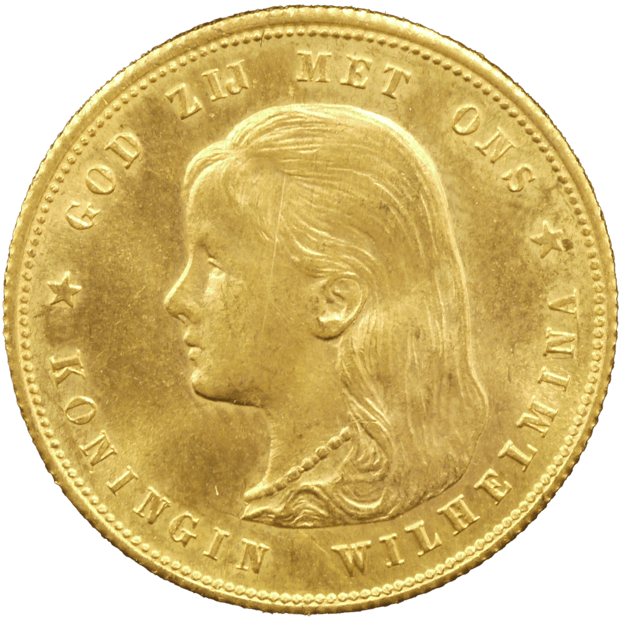 オランダ 10グルデン金貨 1897年 ウィルヘルミナ女王 第1肖像 - NJ BUYER'S MARKETPLACE