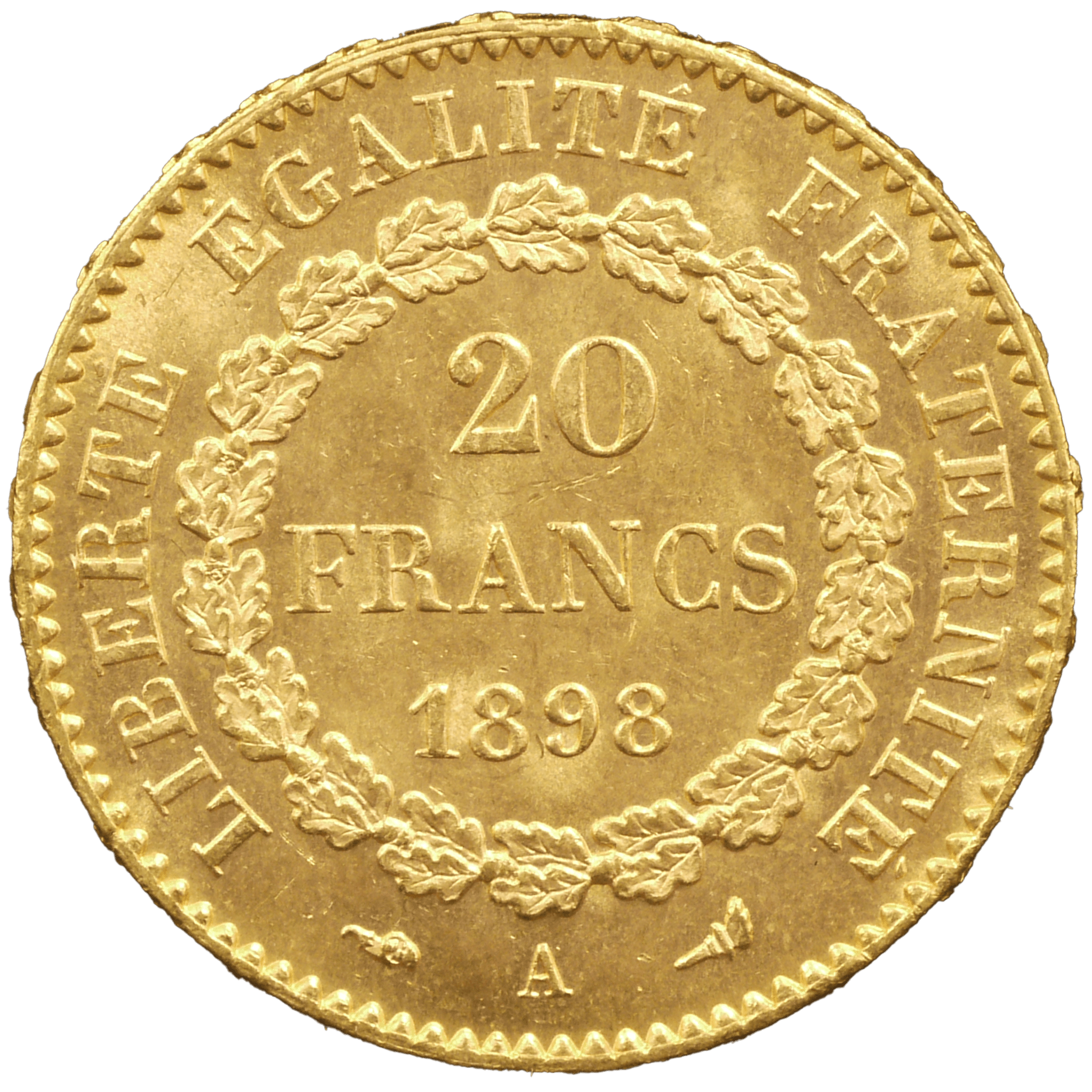 フランス 20フラン金貨 1898年 法の天使 パリ鋳 - NJ BUYER'S MARKETPLACE