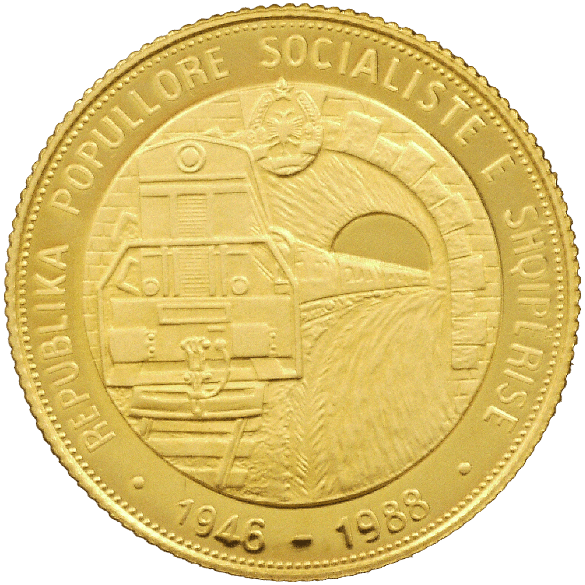 アルバニア 100リケ金貨 1988年 鉄道風景 - NJ BUYER'S MARKETPLACE