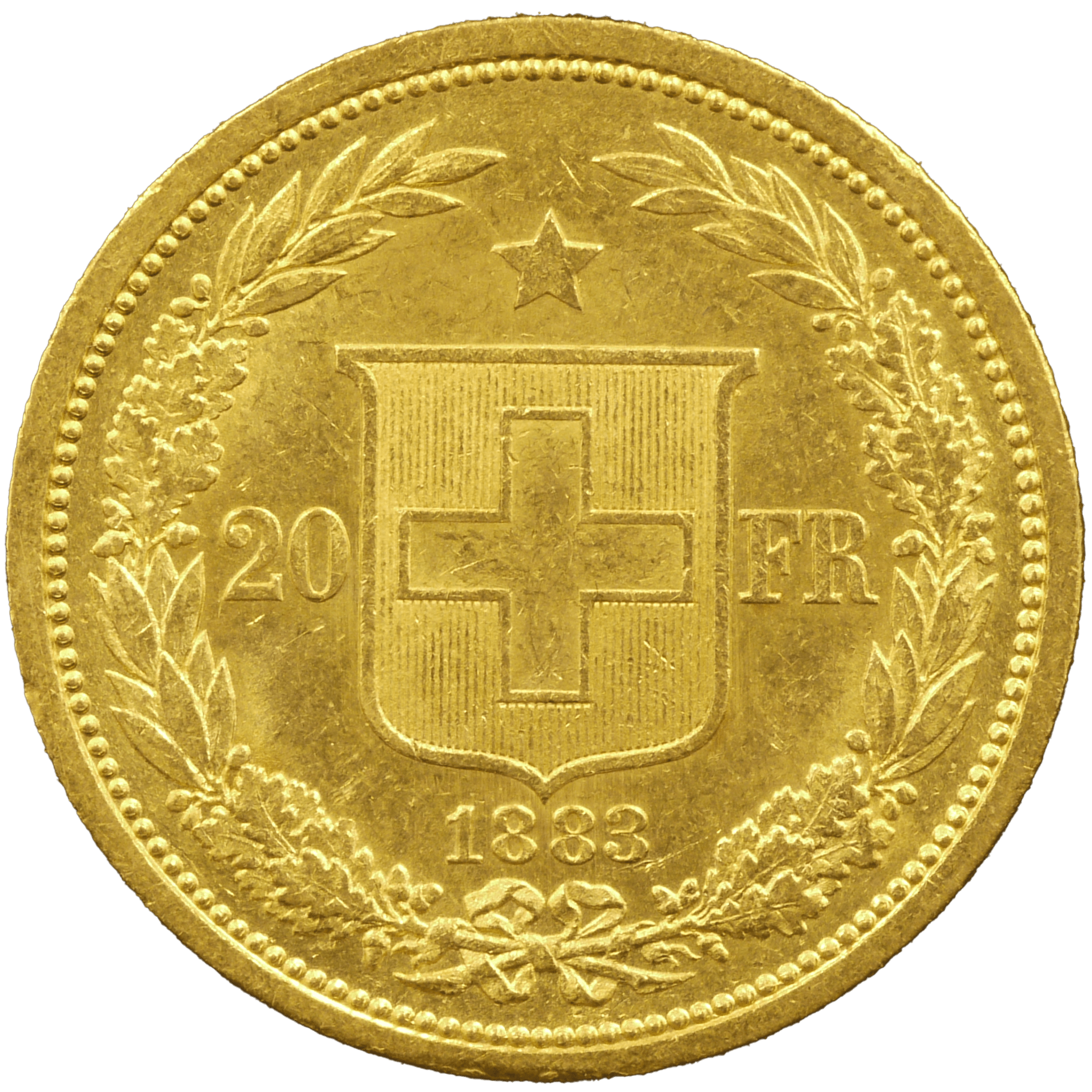 スイス 20フラン金貨 1883年 ヘルヴェティカ女神 - NJ BUYER'S MARKETPLACE