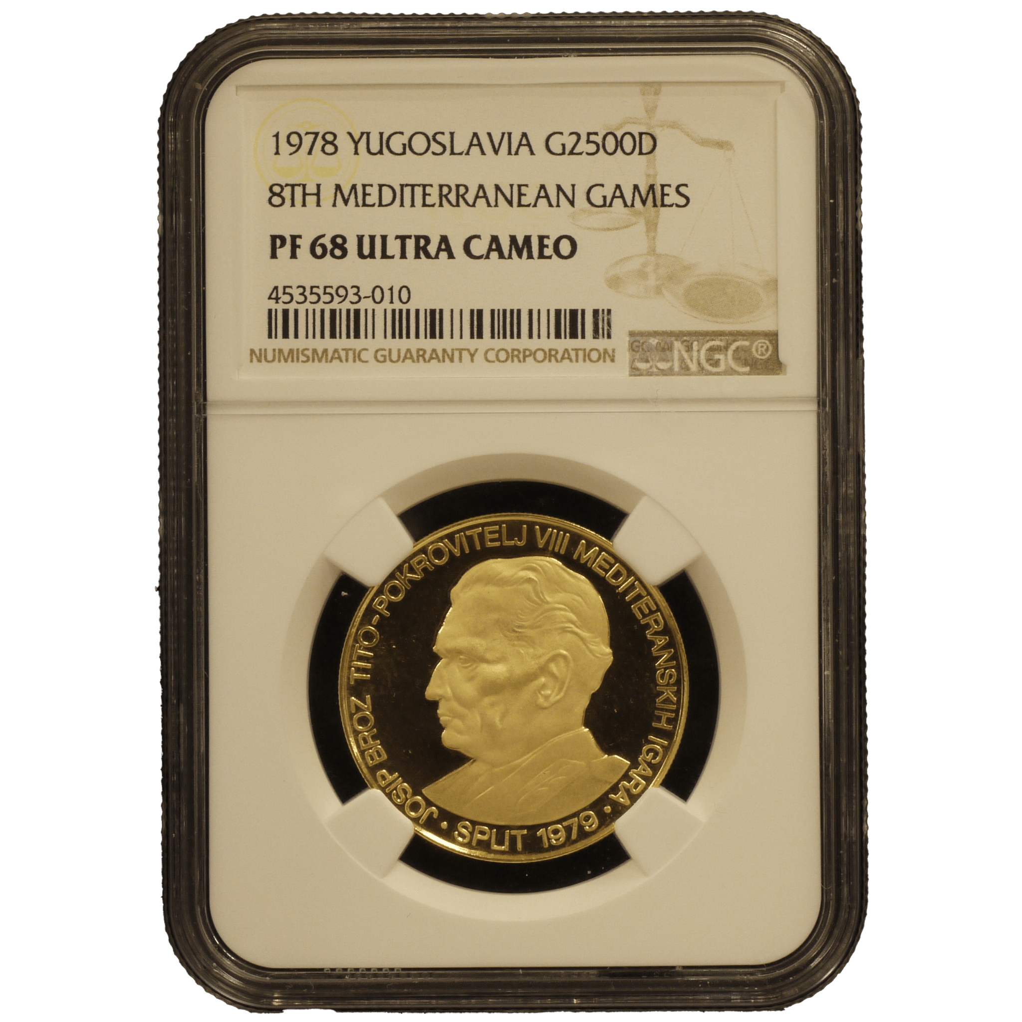 ユーゴスラヴィア 2500ディナール金貨 1978年 NGC PF68UC 第8回地中海競技会記念 - NJ BUYER'S MARKETPLACE