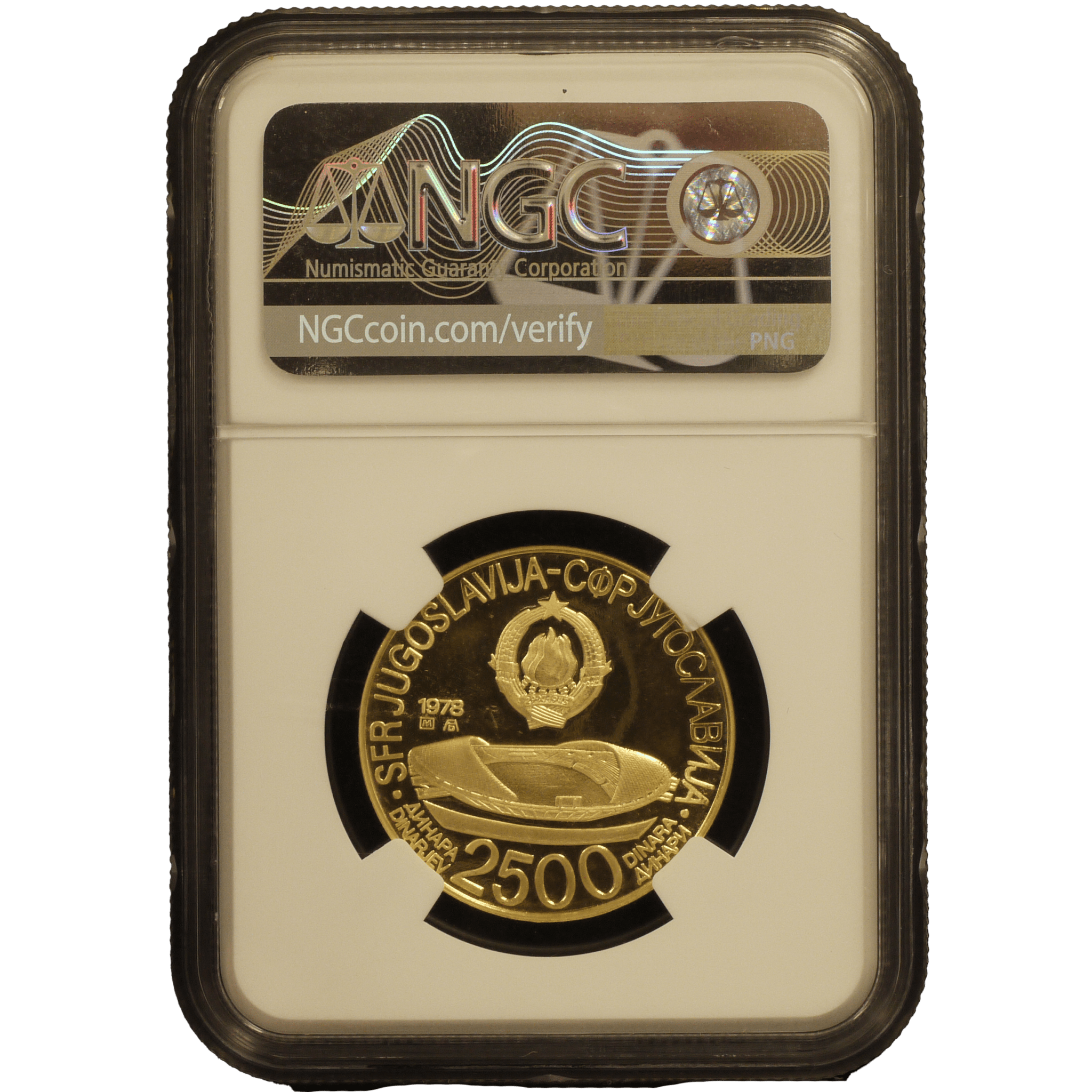 ユーゴスラヴィア 2500ディナール金貨 1978年 NGC PF68UC 第8回地中海競技会記念 - NJ BUYER'S MARKETPLACE