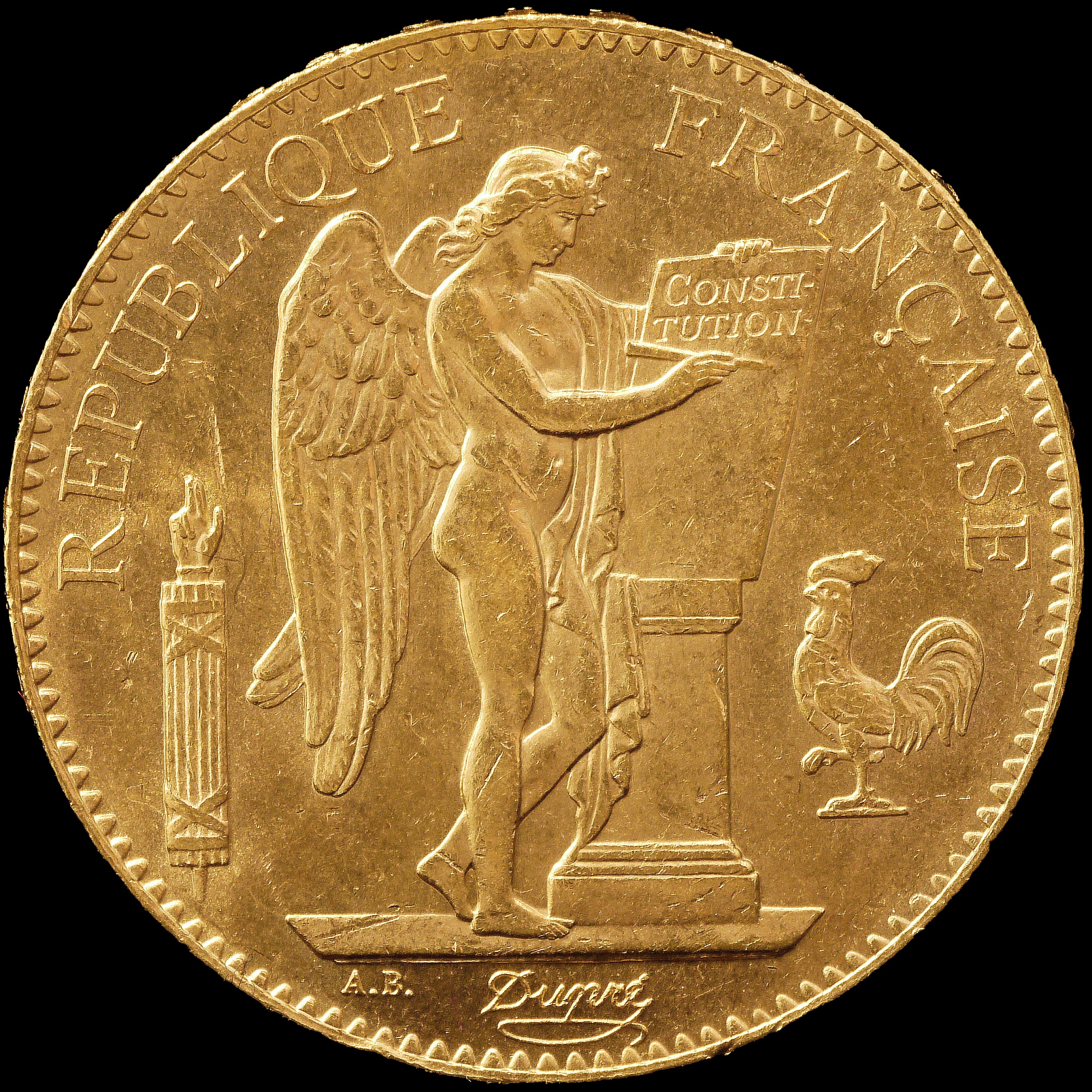 フランス 100フラン金貨 1886年 法の天使 パリ鋳