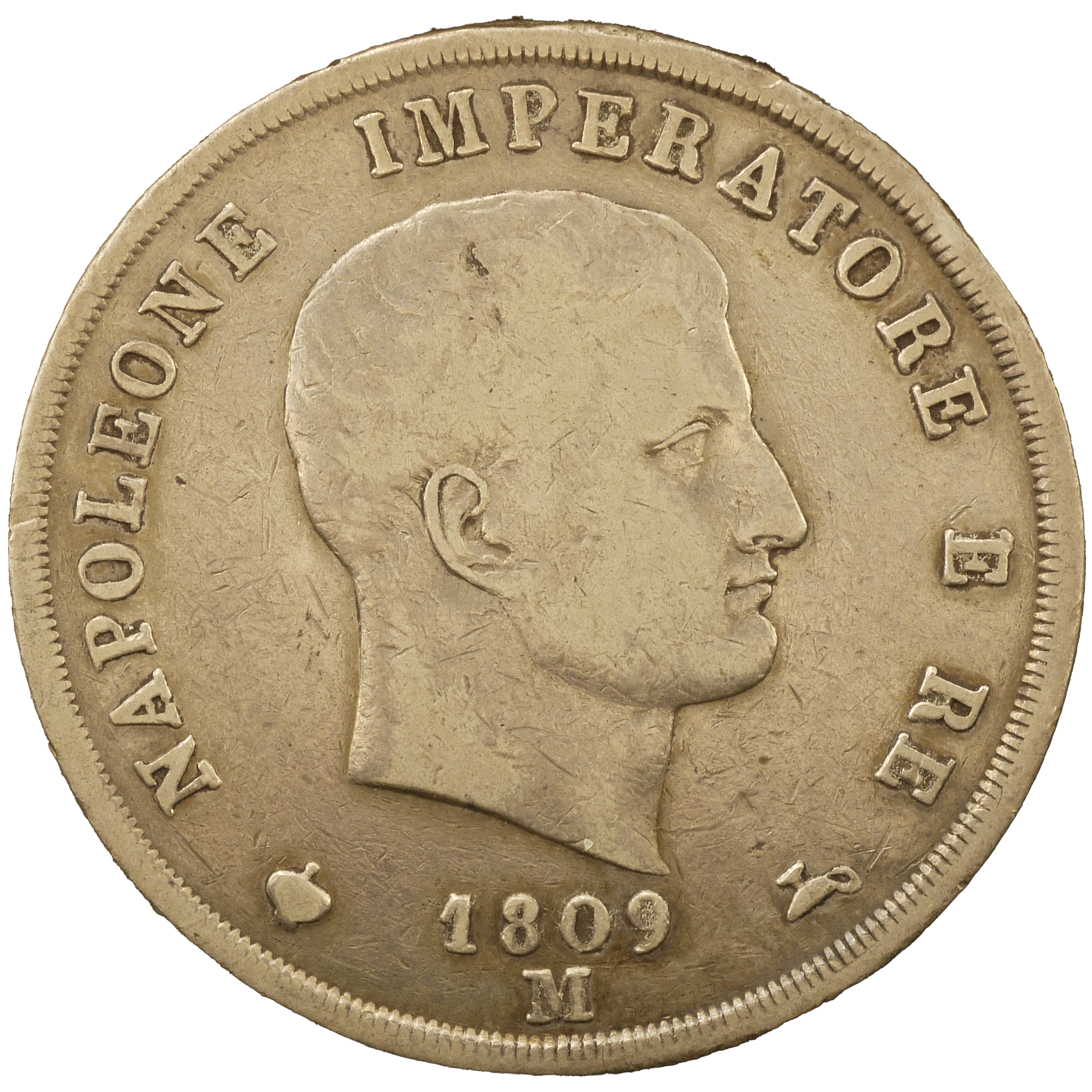 イタリア 5リレ銀貨 1809年 ナポレオン1世 ミラノ鋳