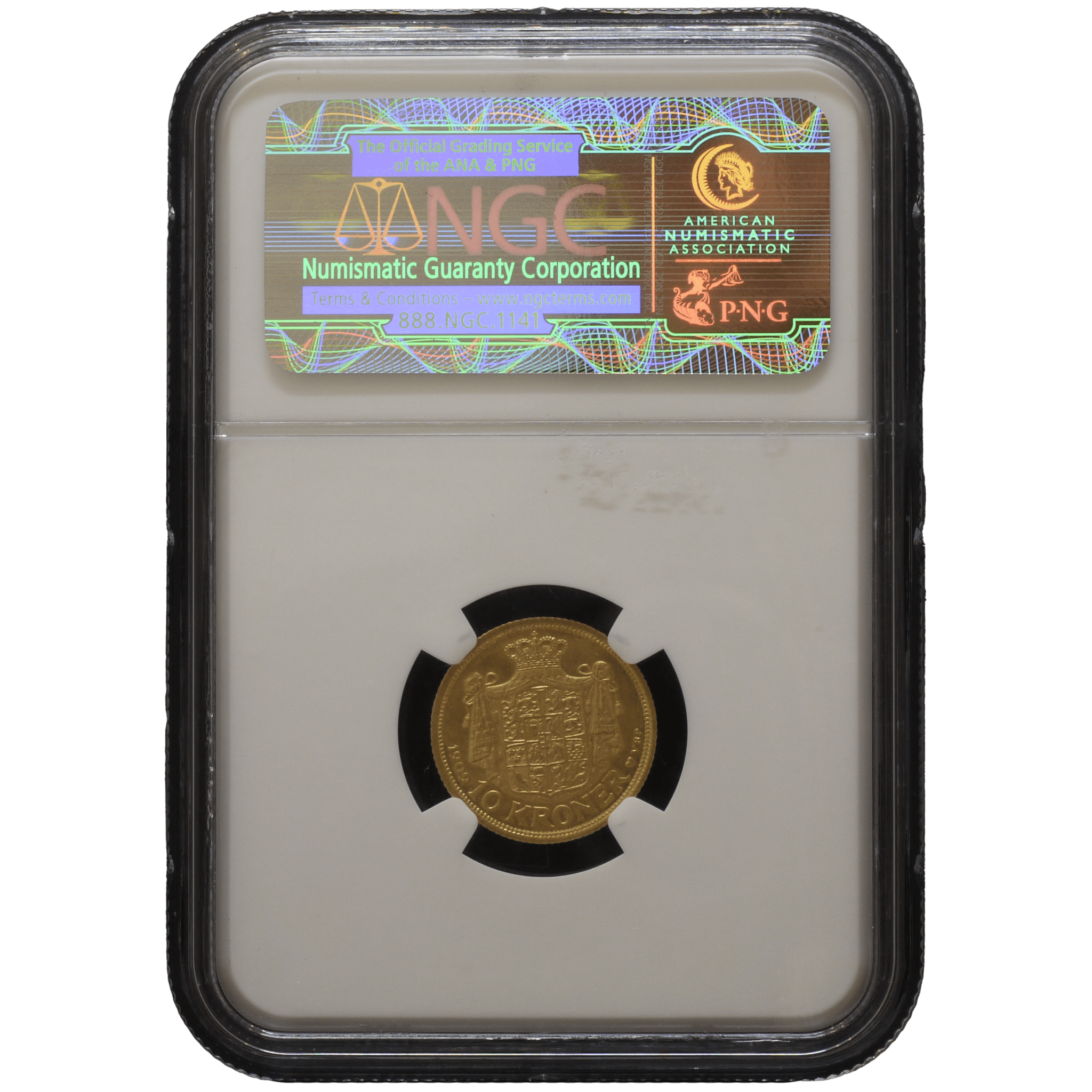 デンマーク 10クローネル金貨 1909年 NGC MS64 フレデリック8世 コペンハーゲン鋳 - NJ BUYER'S MARKETPLACE