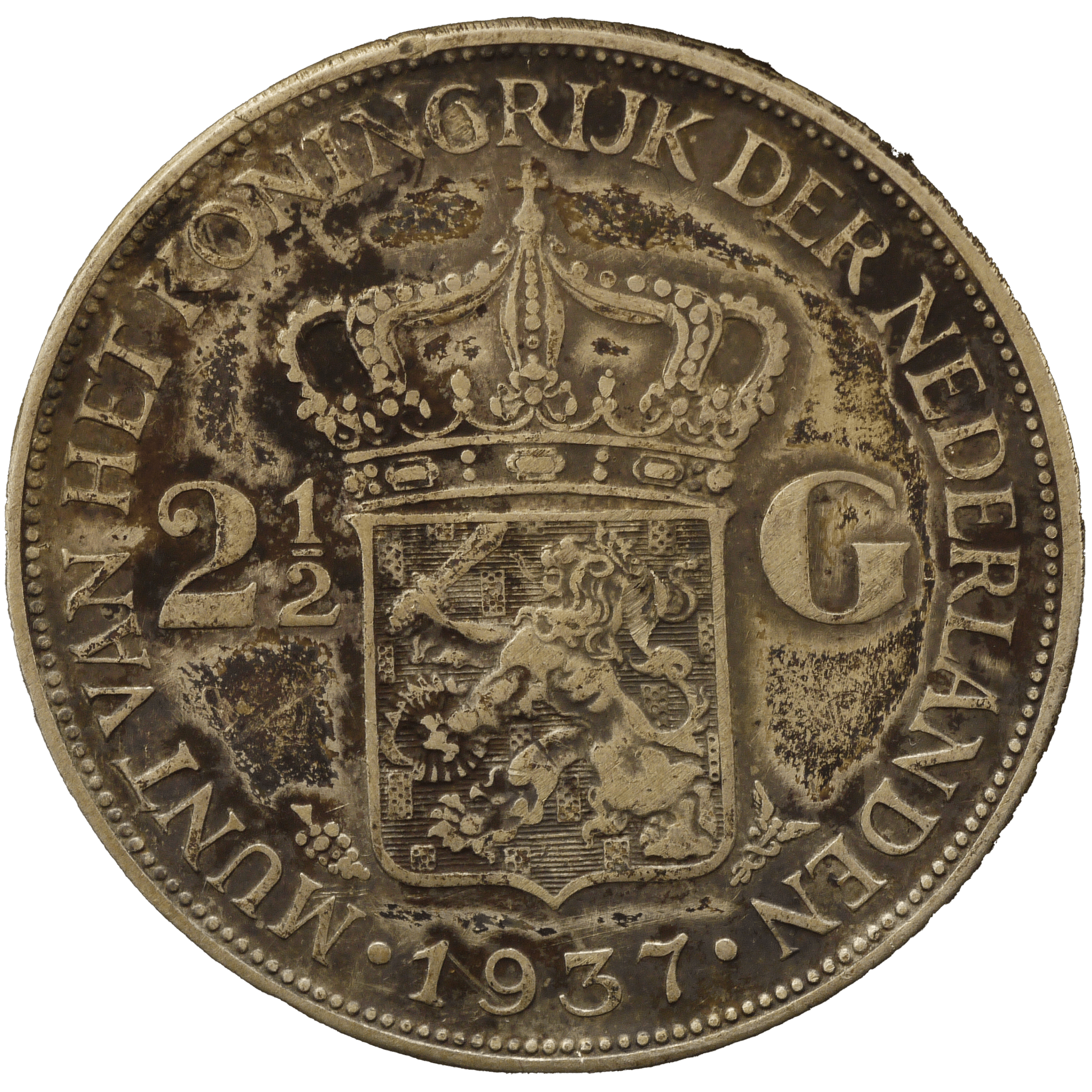 オランダ 2.5グルデン銀貨 1937年 ウィルヘルミナ女王 ユトレヒト鋳 - NJ BUYER'S MARKETPLACE