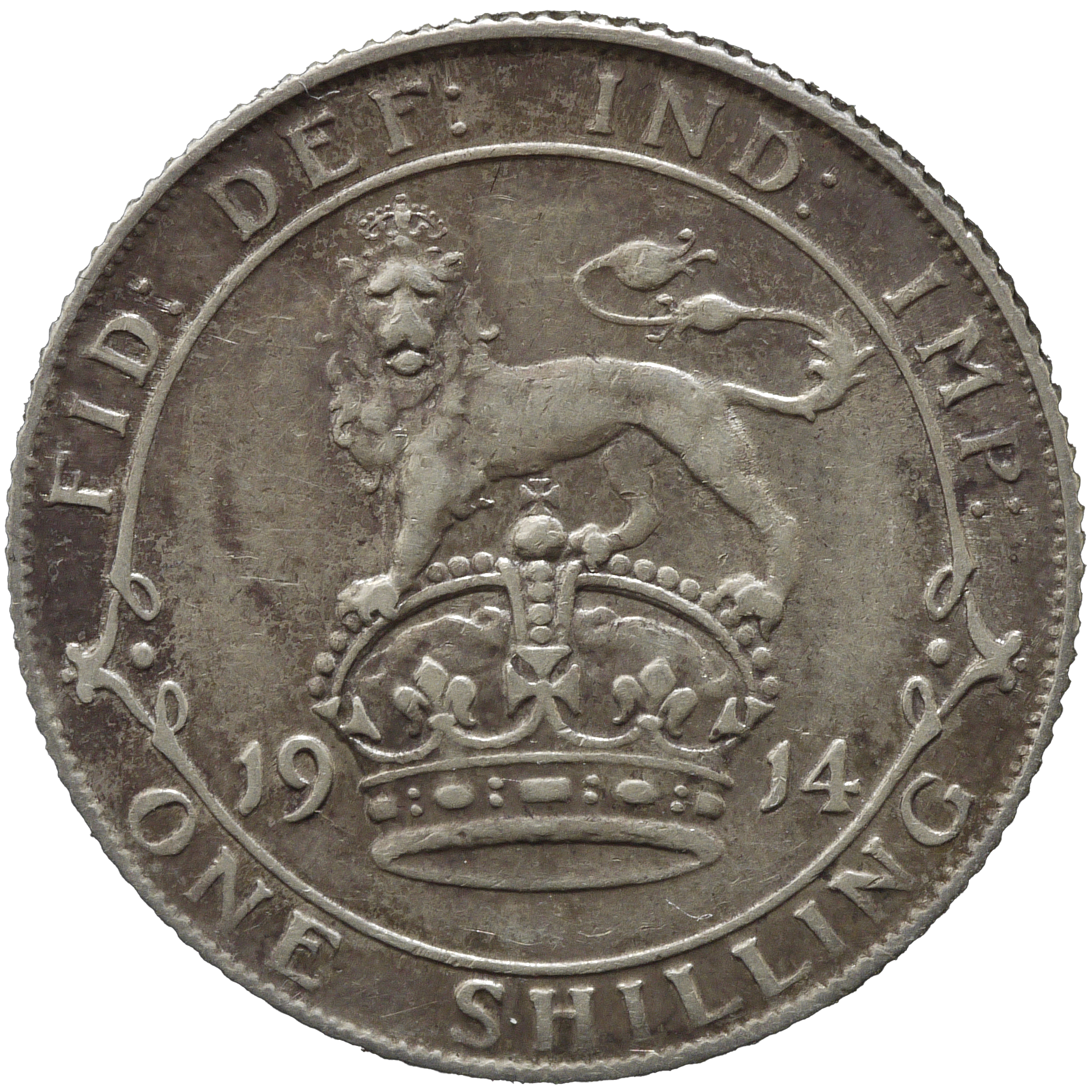 イギリス 1シリング銀貨 1914年 ジョージ5世