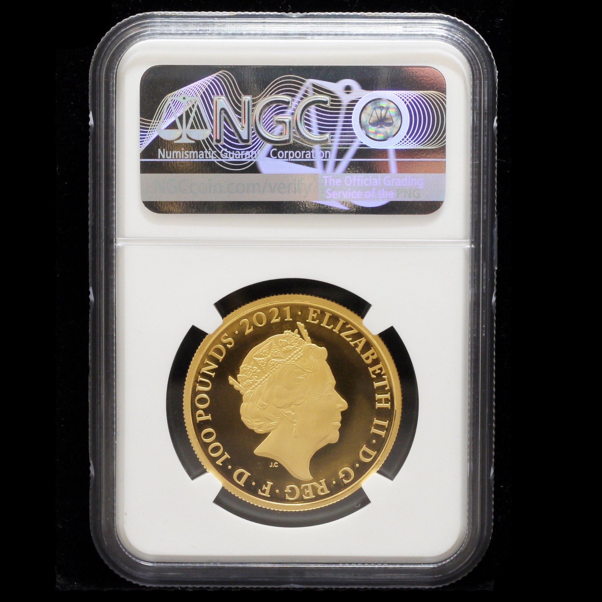 イギリス 100ポンド金貨 2021年 エリザベス2世 ロンドン鋳 NGC PF69 ULTRA CAMEO - NJ BUYER'S MARKETPLACE