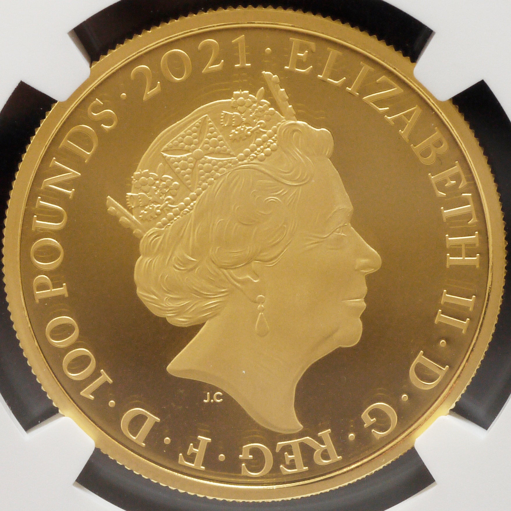 イギリス 100ポンド金貨 2021年 エリザベス2世 ロンドン鋳 NGC PF69 ULTRA CAMEO - NJ BUYER'S MARKETPLACE