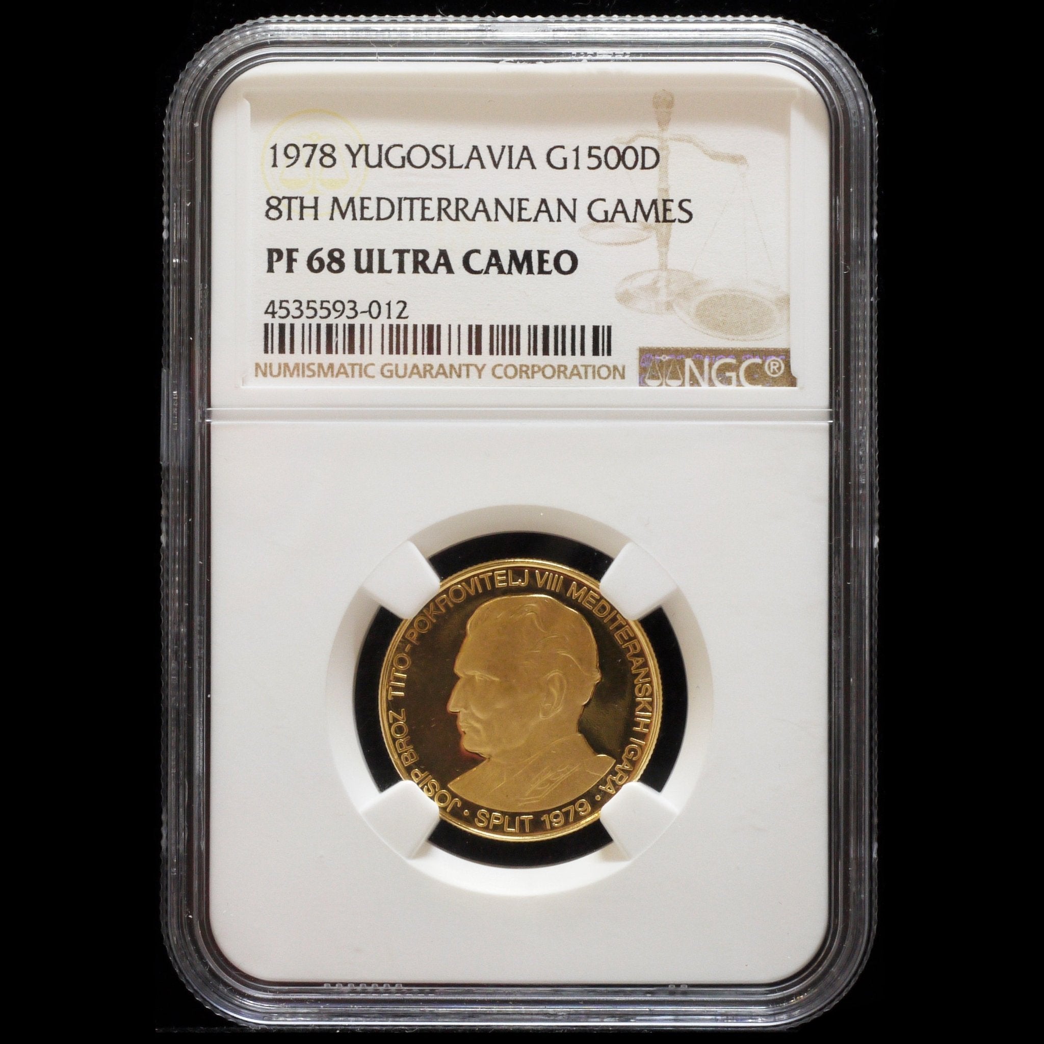 ユーゴスラヴィア 1500ディナーラ金貨 1978年 NGC PF68 ULTRA CAMEO - NJ BUYER'S MARKETPLACE