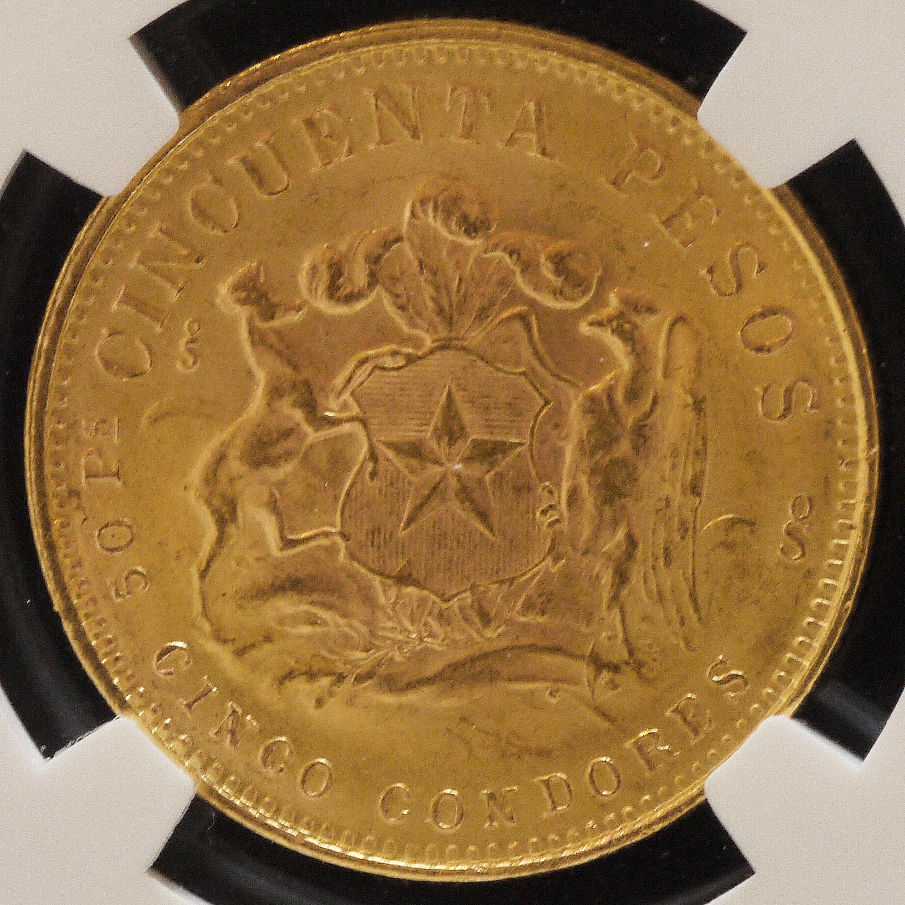 チリ 50ペソ金貨 1970年 チリの女性像 サンティアゴ鋳 NGC MS64 - NJ BUYER'S MARKETPLACE