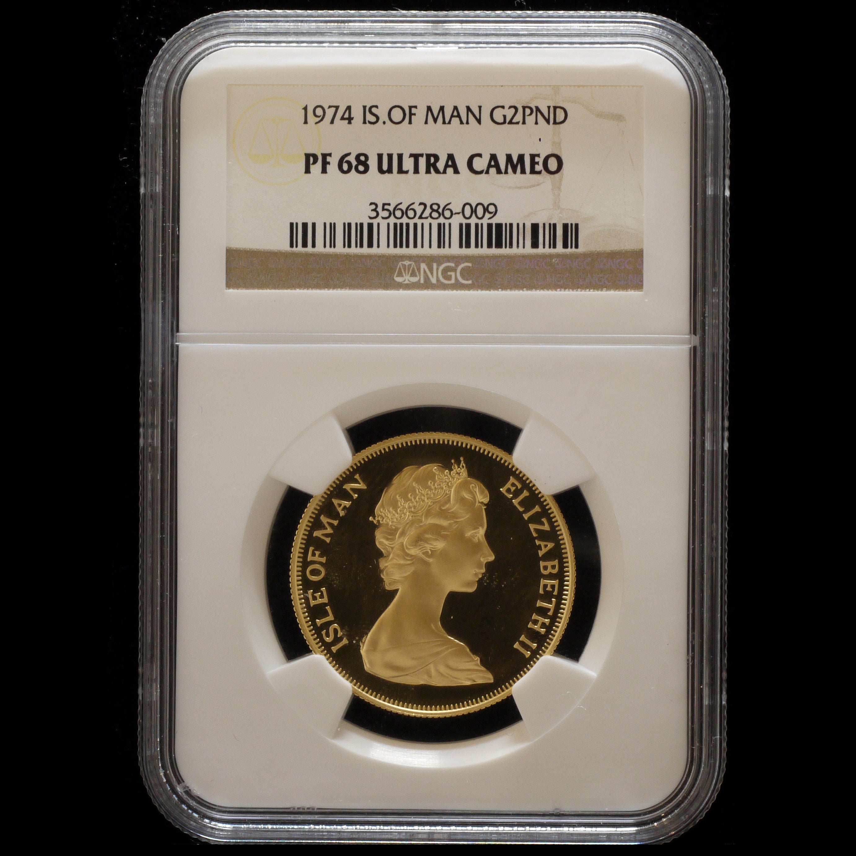 マン島 2ポンド金貨 1974年 エリザベス2世 ポブジョイ鋳 NGC PF68 ULTRA CAMEO
