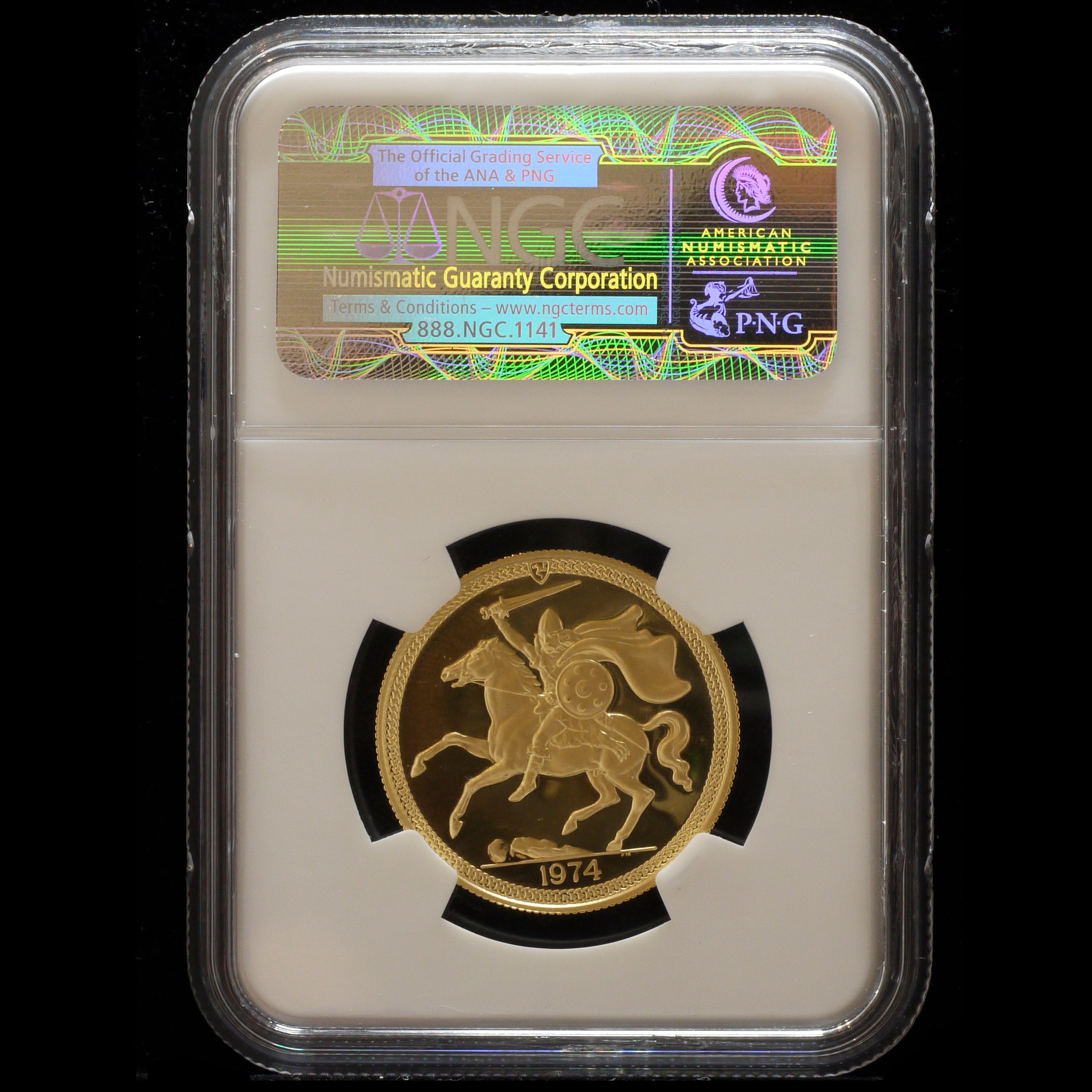 マン島 2ポンド金貨 1974年 エリザベス2世 ポブジョイ鋳 NGC PF68 ULTRA CAMEO