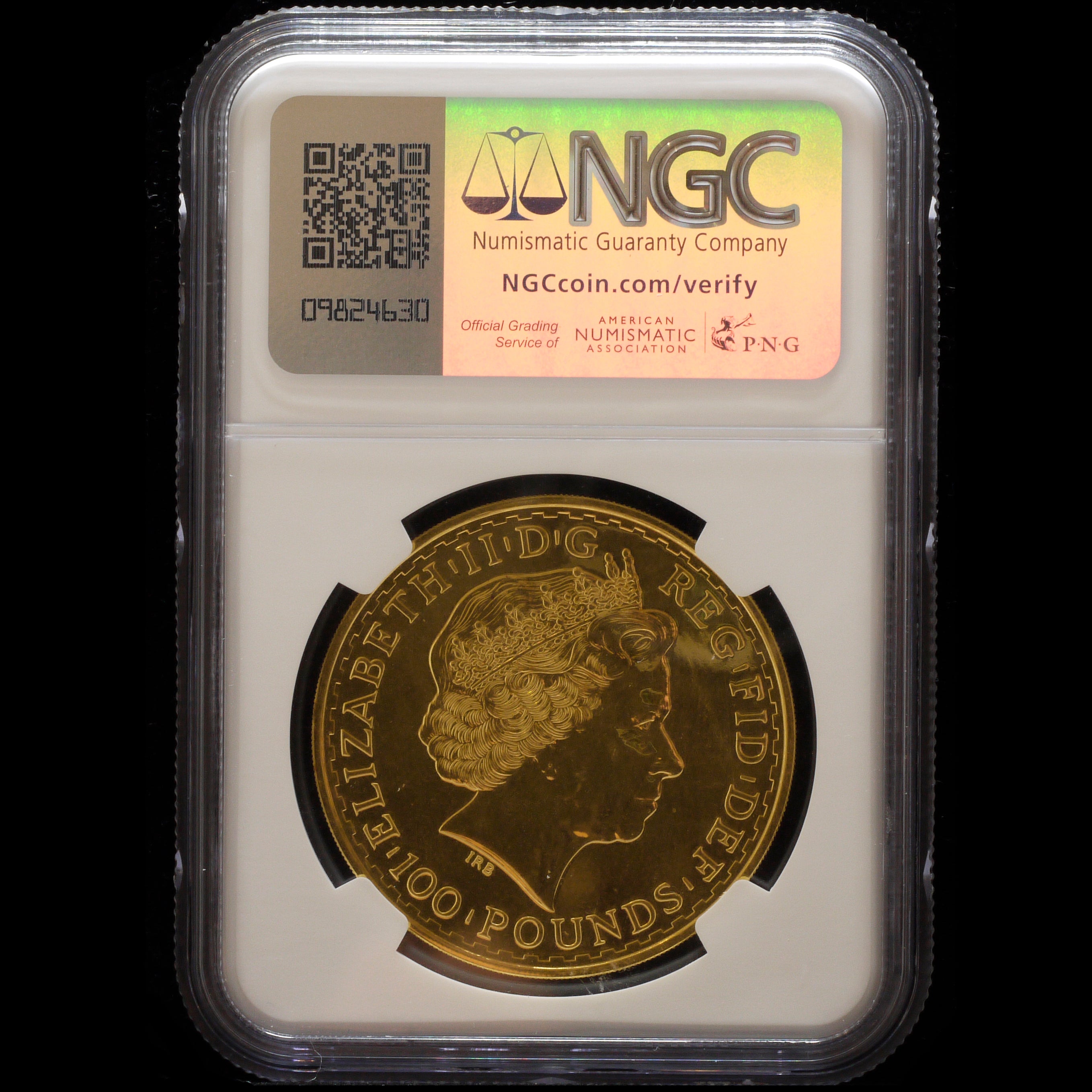 イギリス 100ポンド金貨 2013年 エリザベス2世 ロンドン鋳 NGC MS66