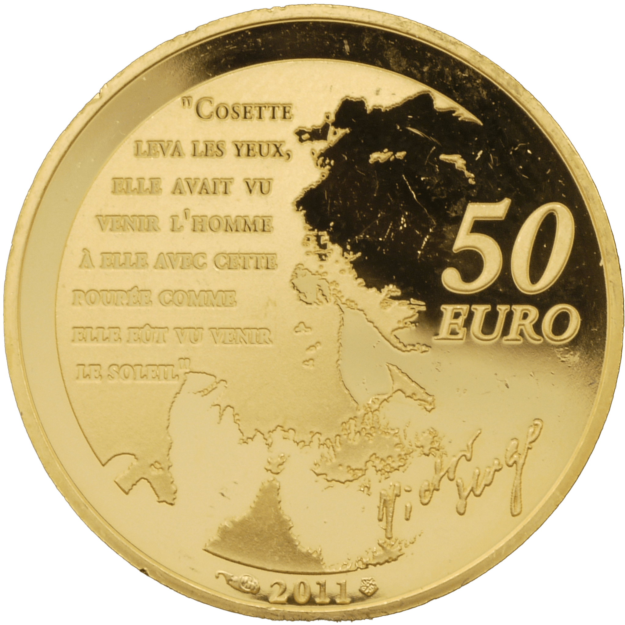 フランス 50ユーロ金貨 2011年『レ・ミゼラブル』少女コゼット パリ鋳 - NJ BUYER'S MARKETPLACE
