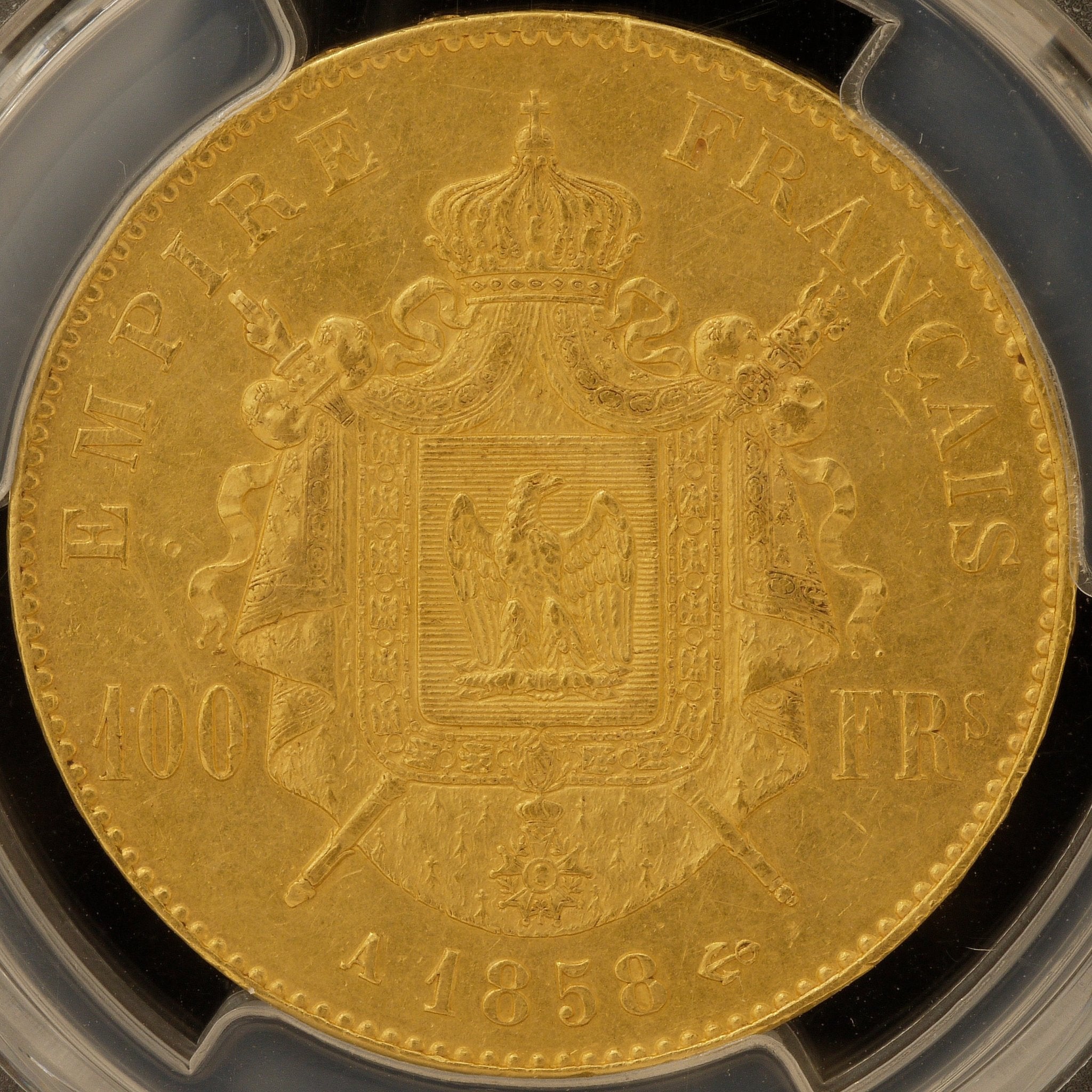 フランス 100フラン金貨 1858年 ナポレオン3世 パリ鋳 PCGS AU Details - NJ BUYER'S MARKETPLACE