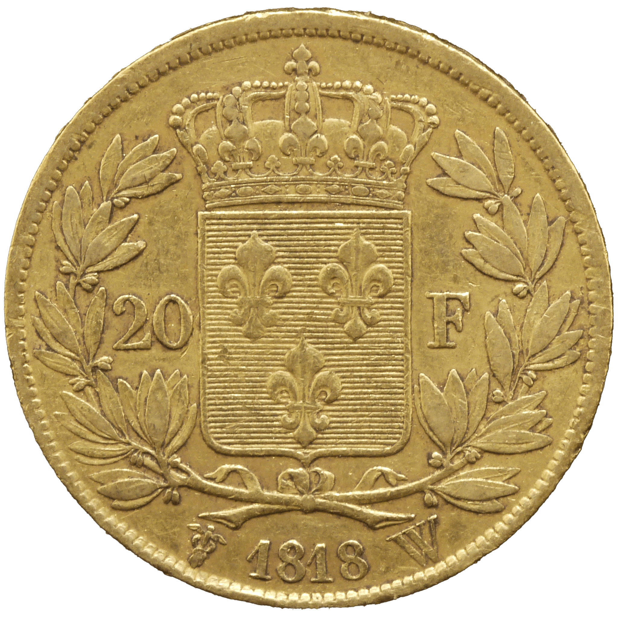 フランス 20フラン金貨 1818年 ルイ18世 リール鋳 - NJ BUYER'S MARKETPLACE