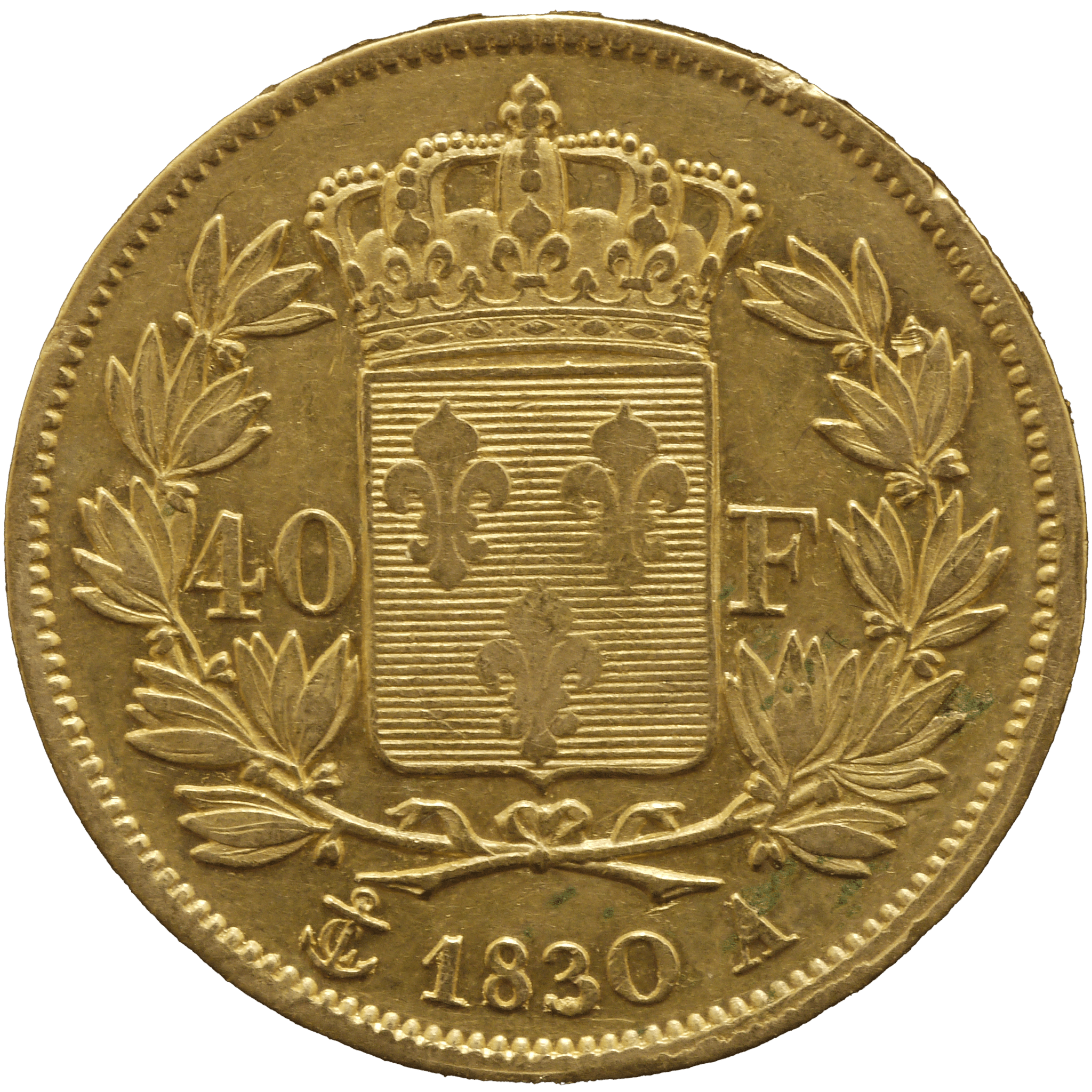 フランス 40フラン金貨 1830年 シャルル10世 パリ鋳 - NJ BUYER'S MARKETPLACE