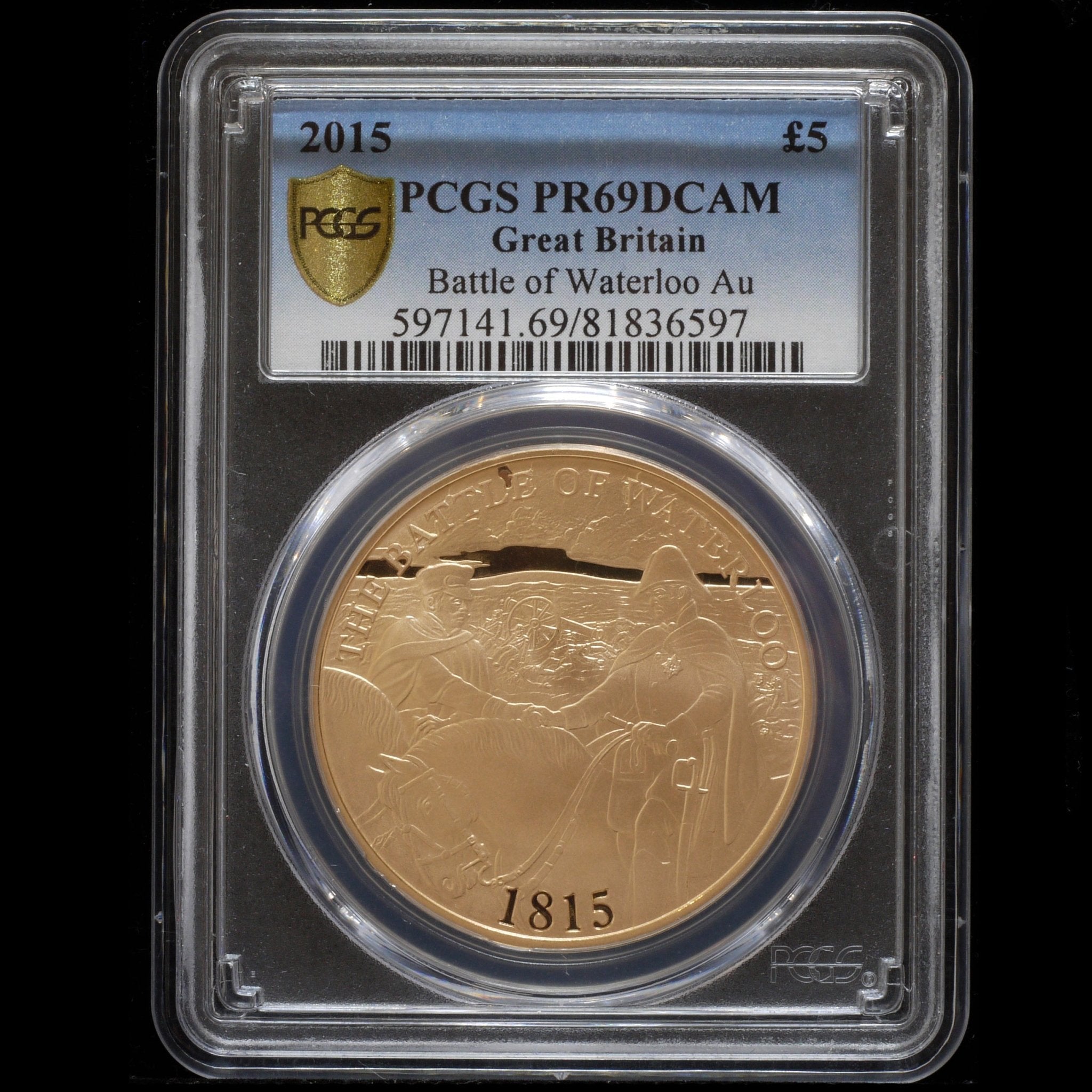 イギリス 5ポンド金貨 2015年 ワーテルローの戦い200周年 ロンドン鋳 PCGS PR69DCAM - NJ BUYER'S MARKETPLACE