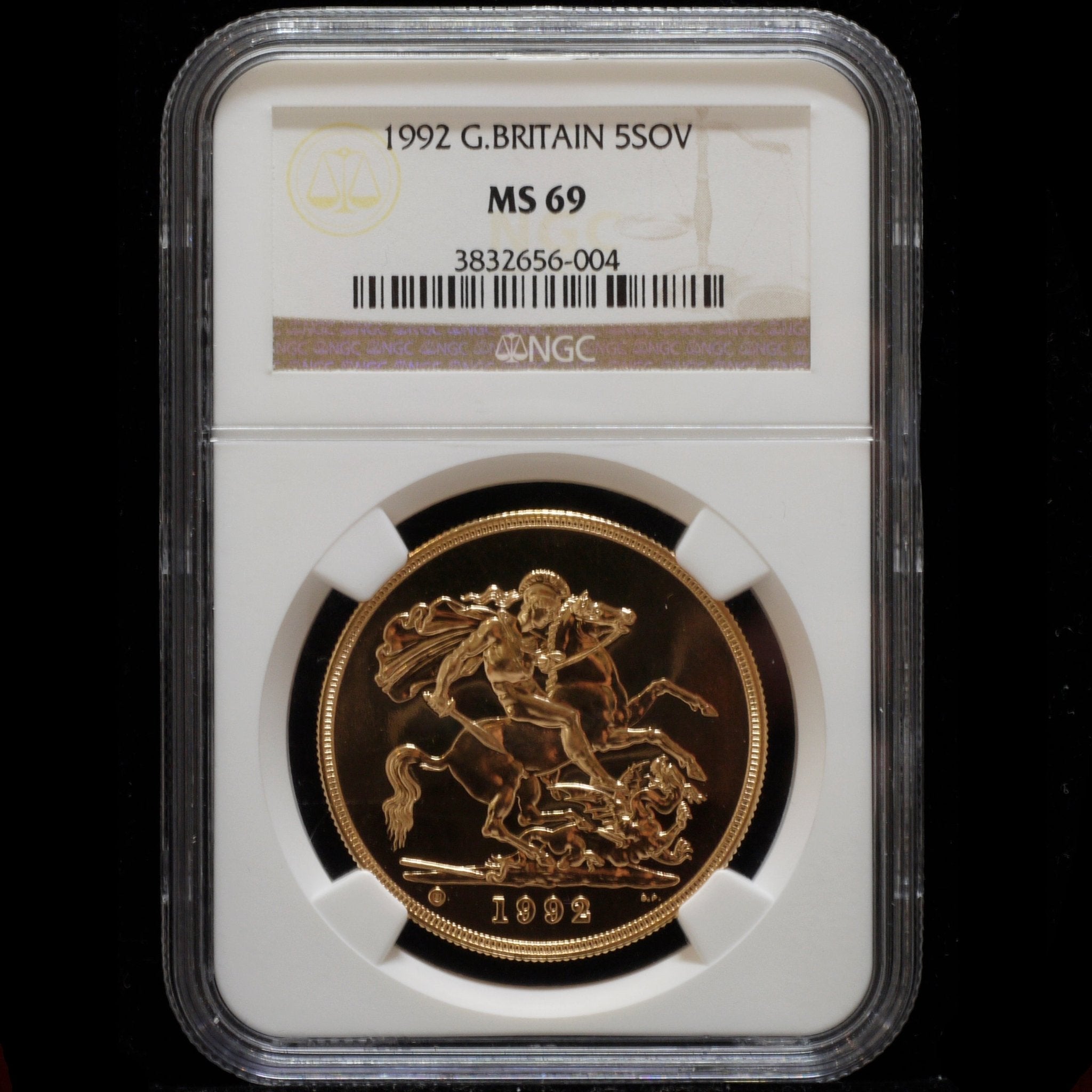 イギリス 5ポンド金貨 1992年 エリザベス2世 ロンドン鋳 NGC MS69 - NJ BUYER'S MARKETPLACE