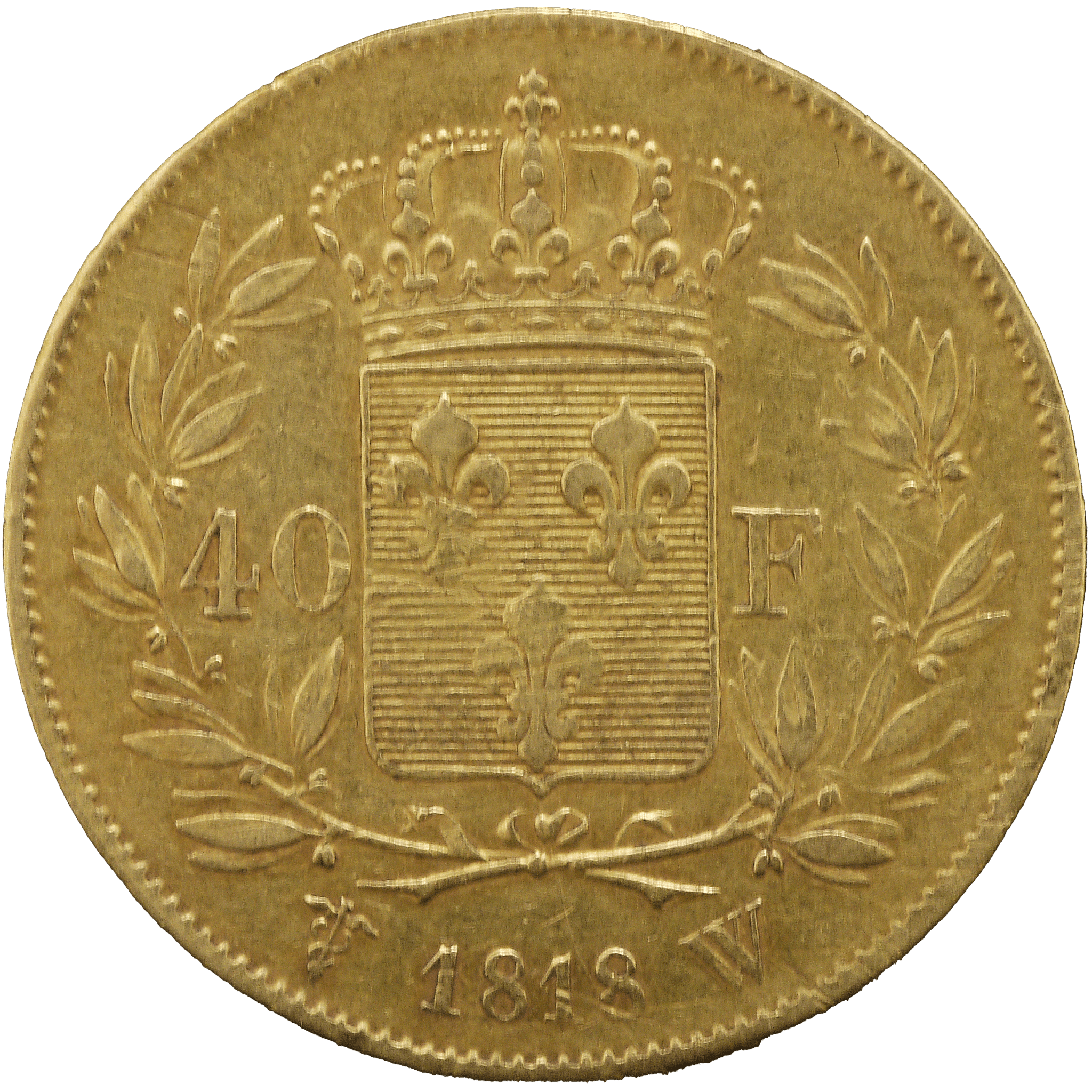 フランス 40フラン金貨 1818年 ルイ18世 リール鋳 - NJ BUYER'S MARKETPLACE