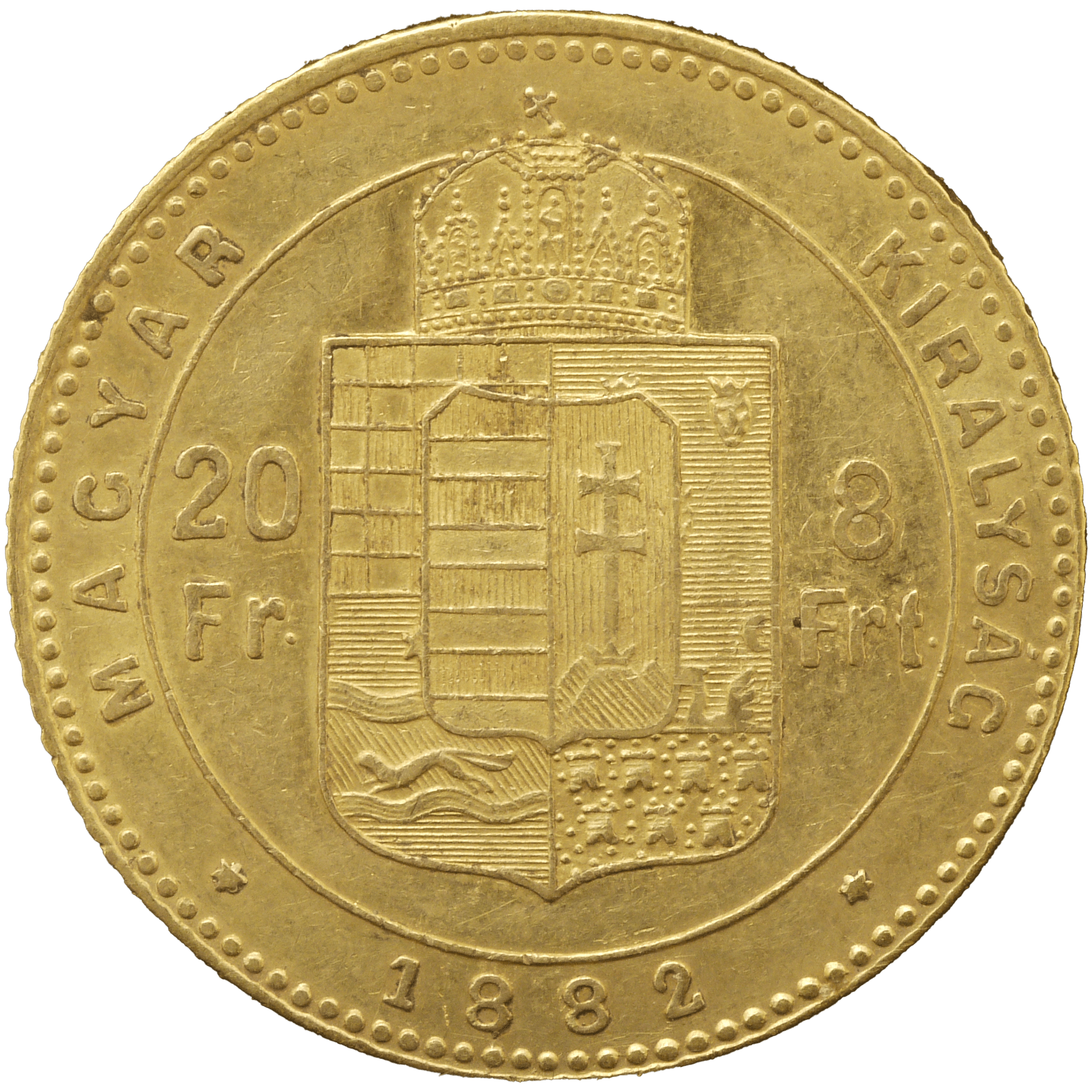 オーストリア 20フラン/8フローリン金貨 1892年 フランツ=ヨーゼフ1世 クレムニツァ鋳 - NJ BUYER'S MARKETPLACE