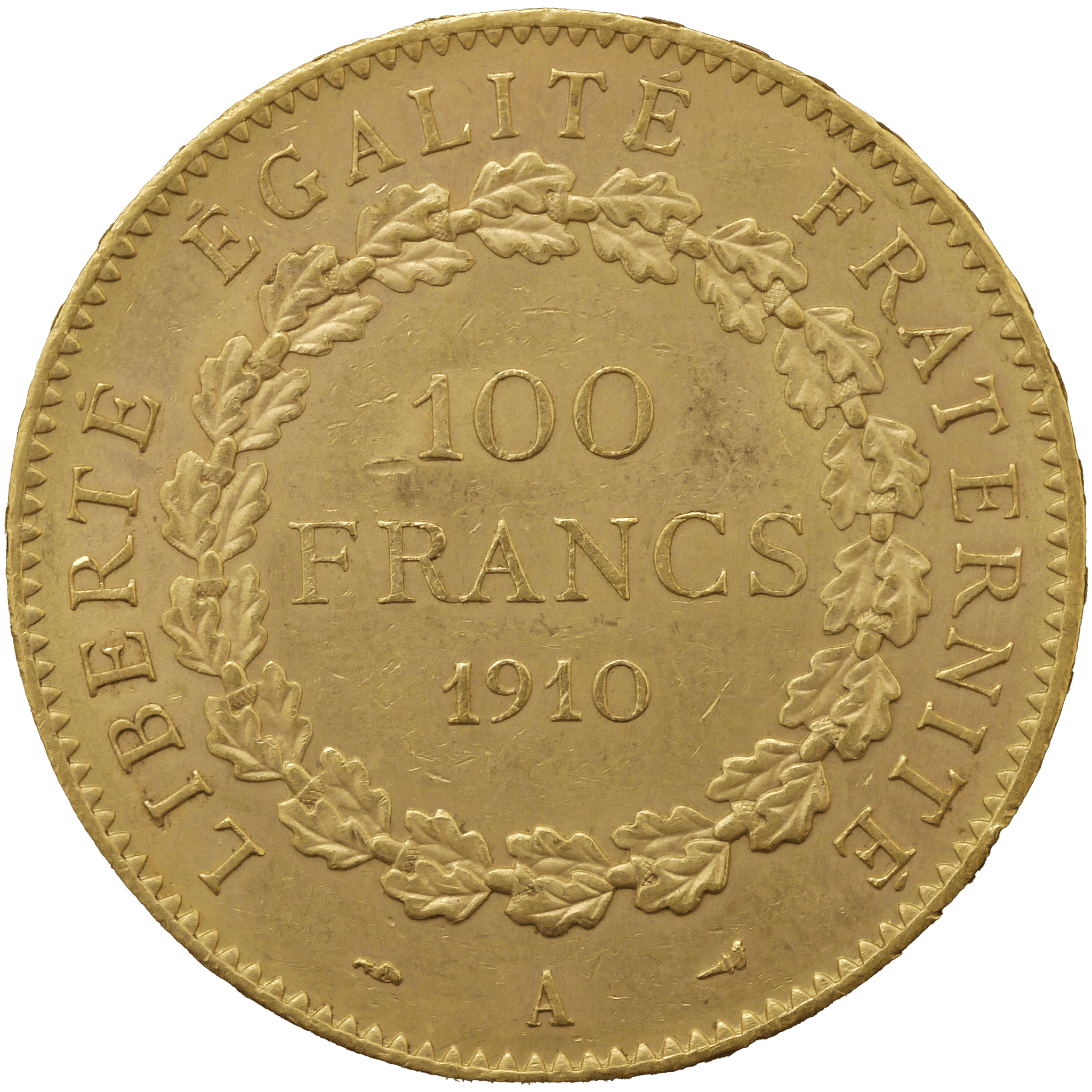 フランス 100フラン金貨 1910年 法の天使 パリ鋳 - NJ BUYER'S MARKETPLACE