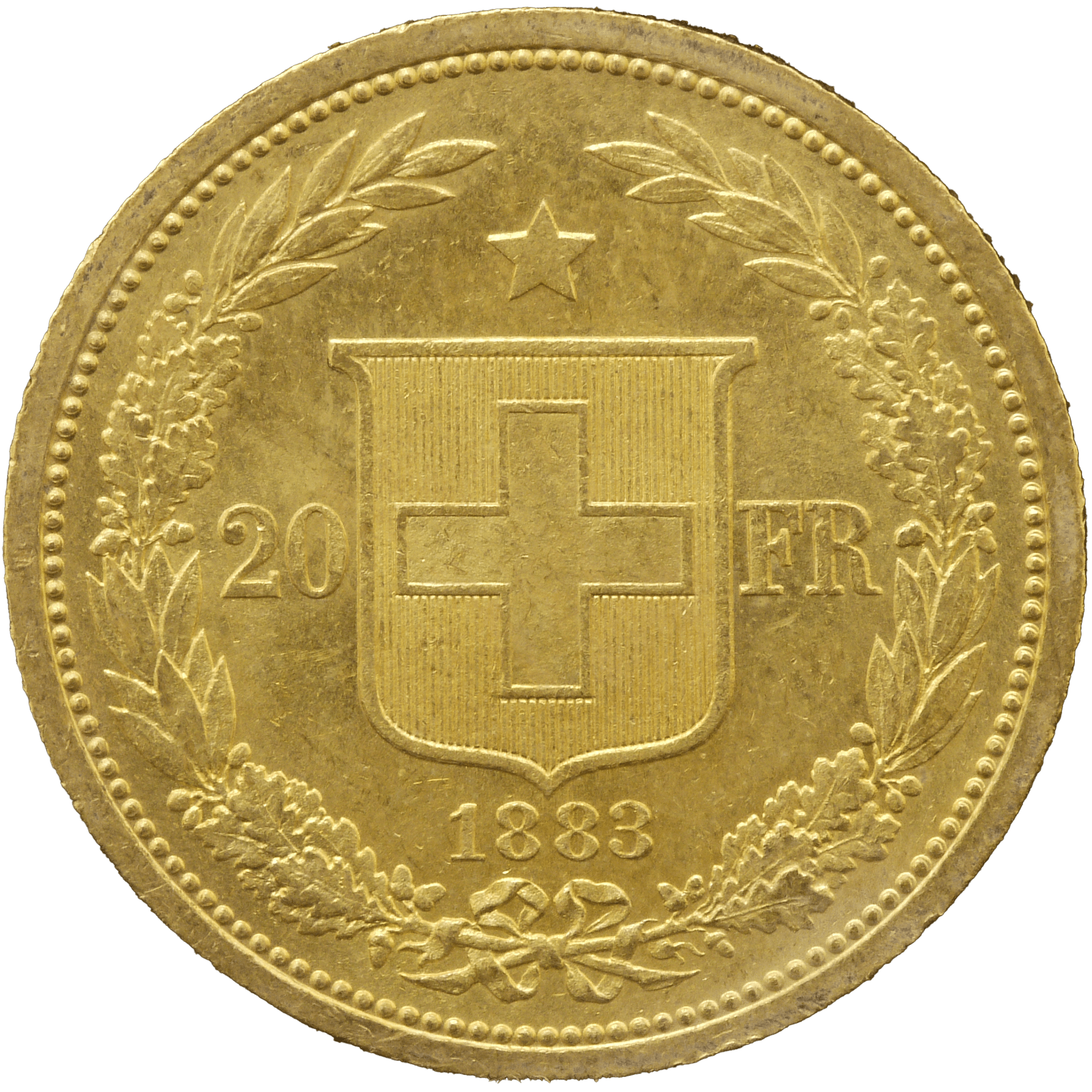 スイス 20フラン金貨 1883年 ヘルヴェティカ女神 ベルン鋳 - NJ BUYER'S MARKETPLACE