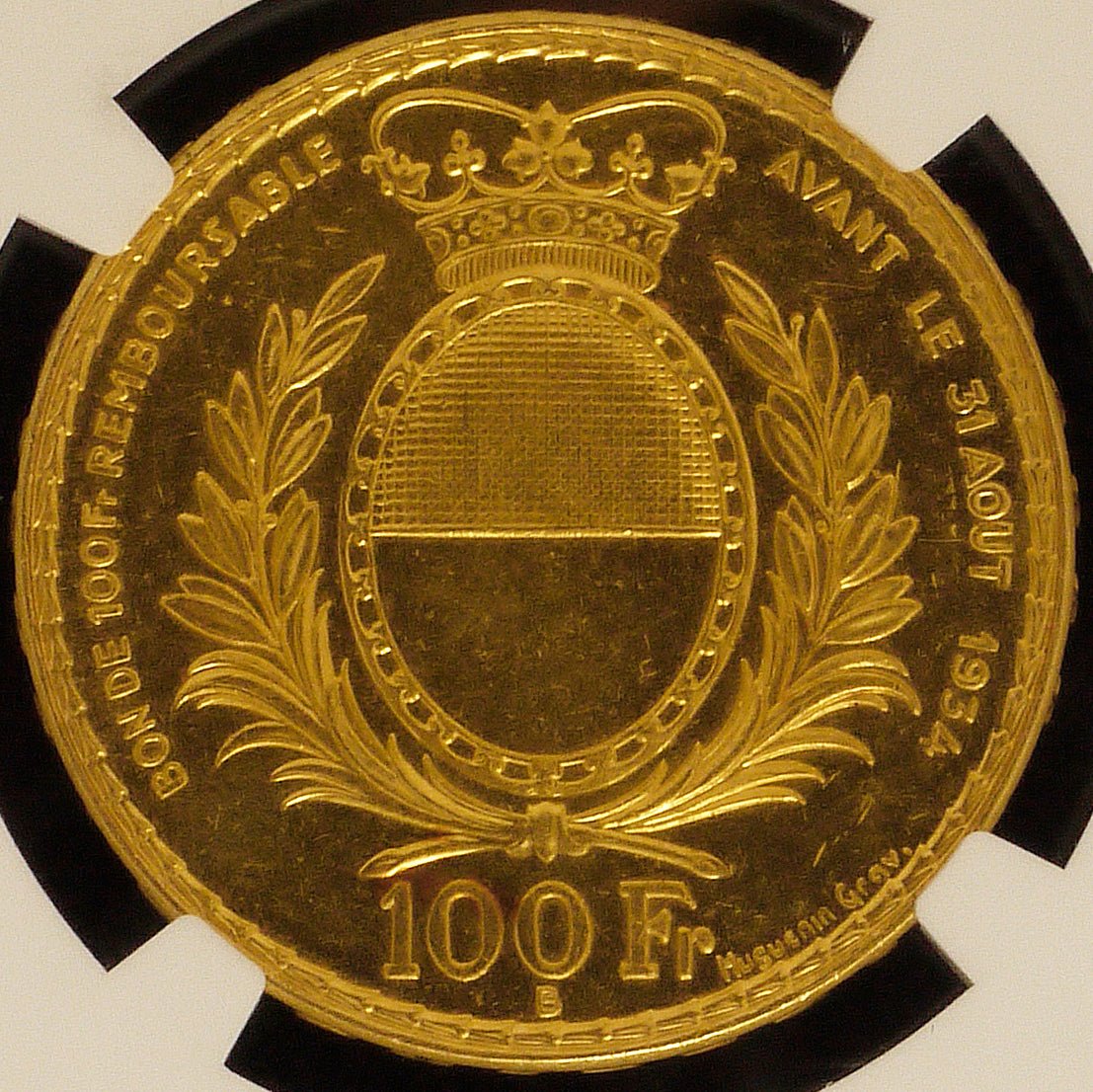 スイス 100フラン金貨 1934年 ベルン鋳 NGC UNC Details 射撃祭 - NJ BUYER'S MARKETPLACE