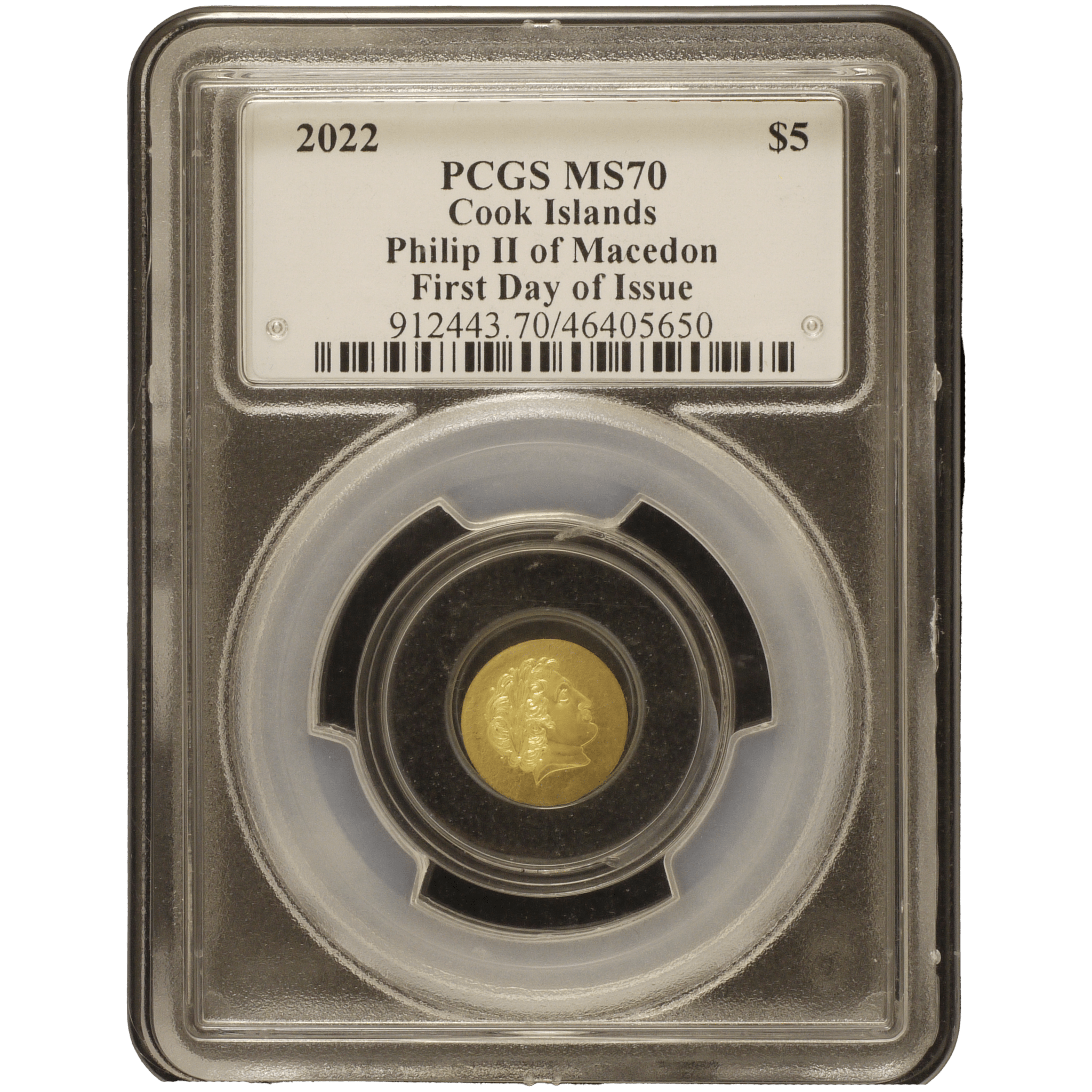 クック島 5ドル金貨 2022年 オタワ鋳 フィリッポス2世 PCGS MS70 - NJ BUYER'S MARKETPLACE