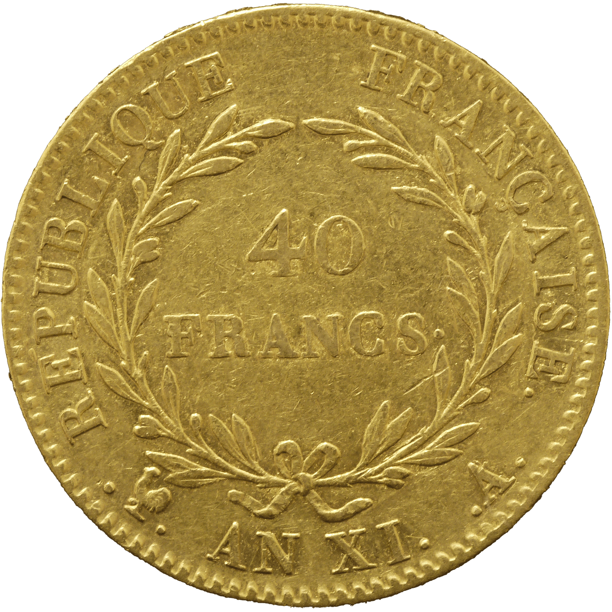 フランス 40フラン金貨 1802年 パリ鋳 ナポレオン1世 無冠 - NJ BUYER'S MARKETPLACE