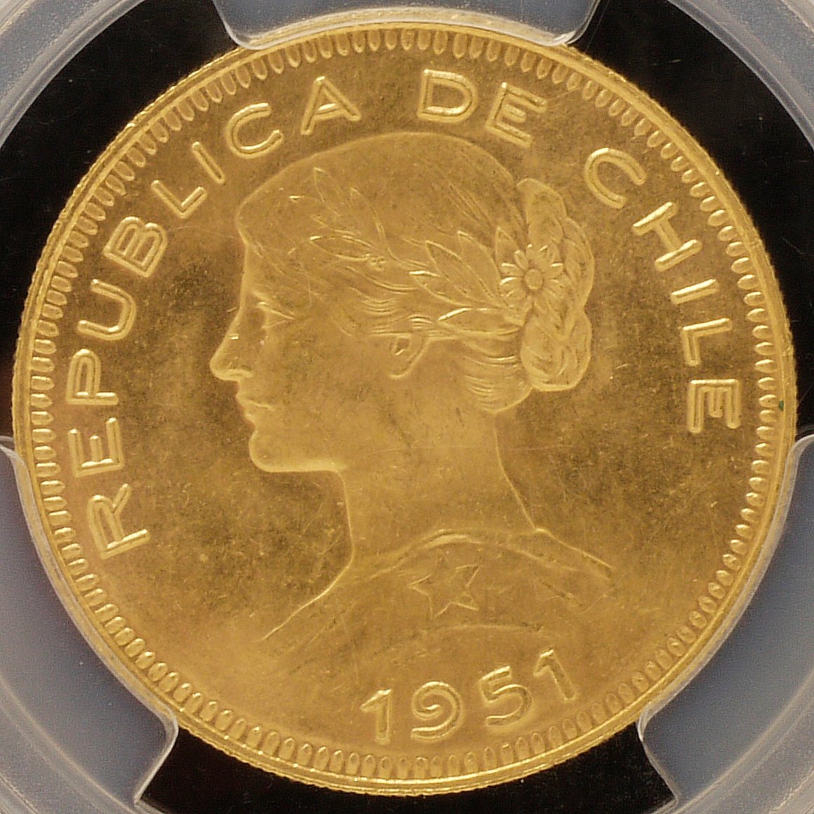 チリ 100ペソ金貨 1951年 サンディアゴ鋳 PCGS UNC Details - NJ BUYER'S MARKETPLACE