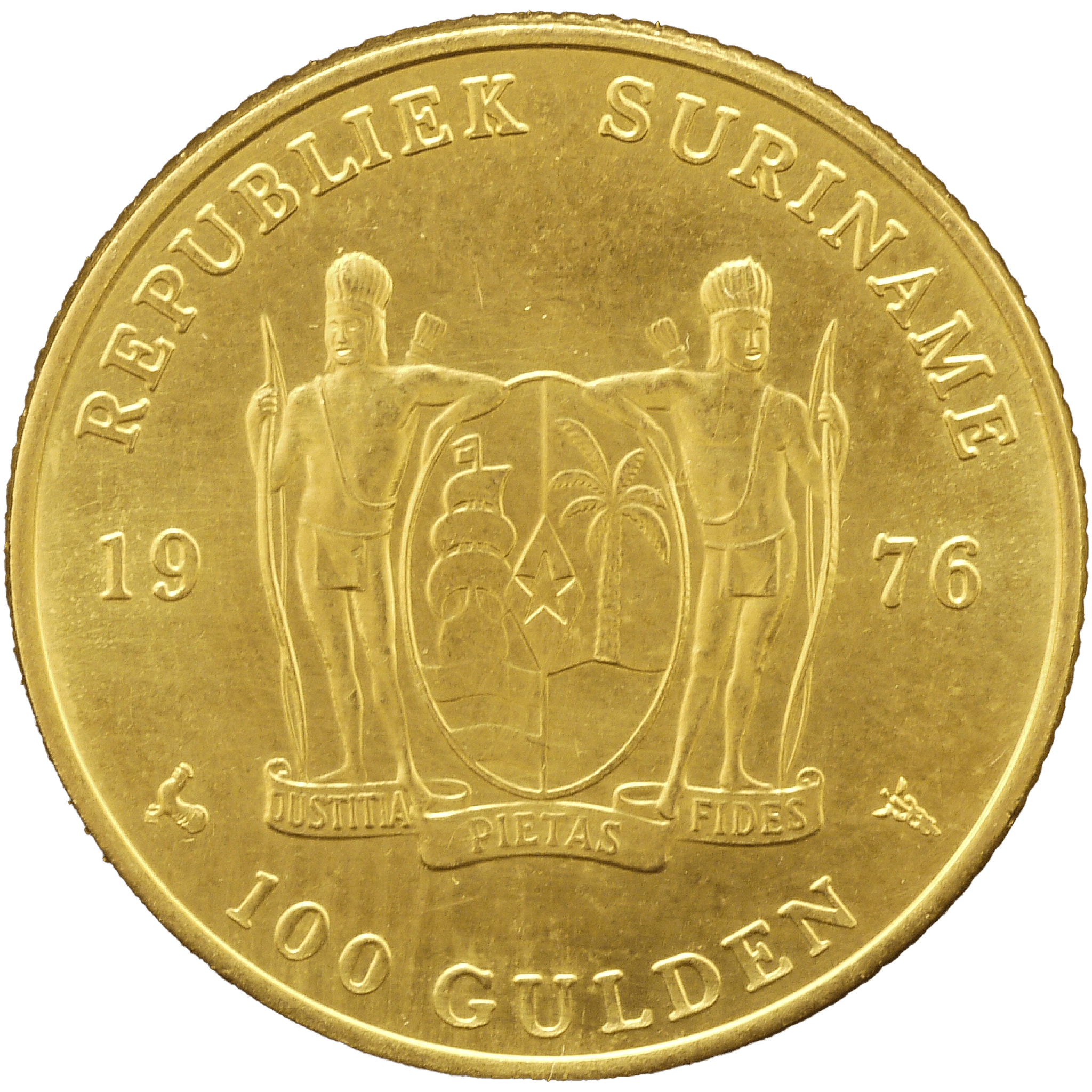 スリナム 10グルデン金貨 1976年 ユトレヒト鋳 独立1周年記念 - NJ BUYER'S MARKETPLACE