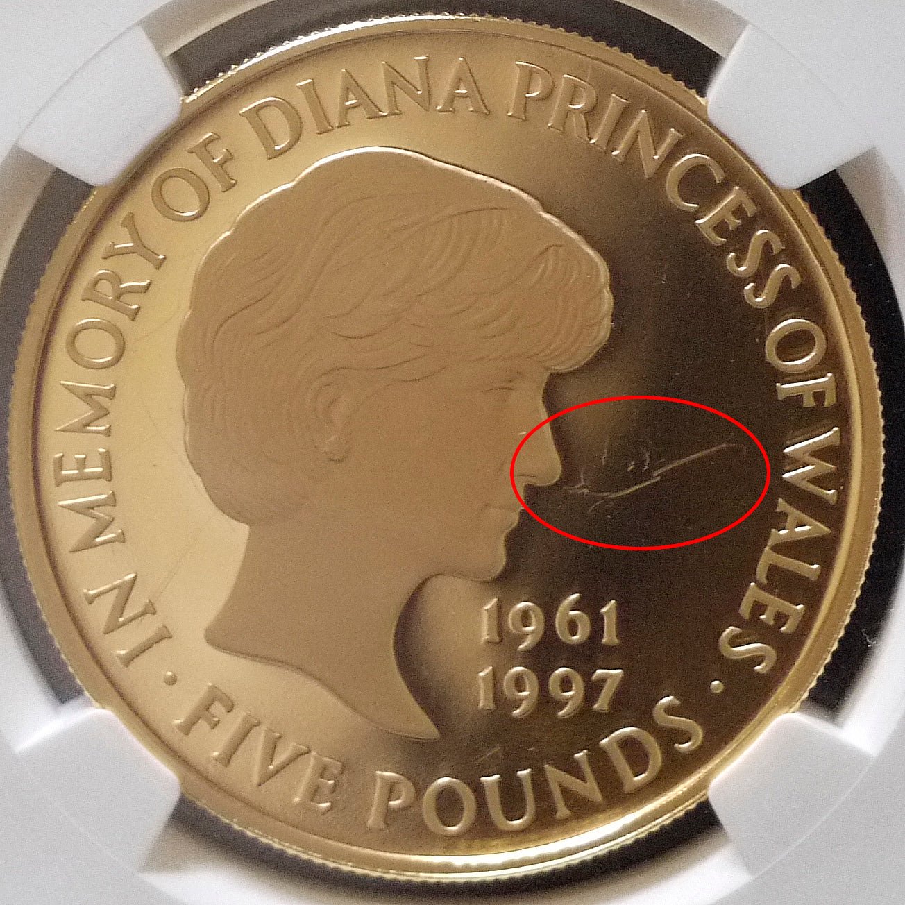 イギリス 5ポンド金貨 1999年 ダイアナ妃追悼 NGC PF64 ULTRA CAMEO - NJ BUYER'S MARKETPLACE