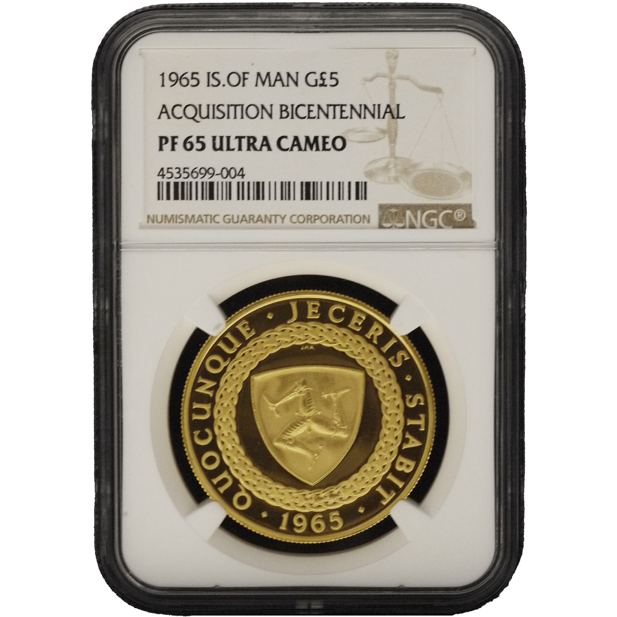 マン島 5ポンド金貨 1965年 ロンドン鋳 トリスケル 統治200周年 - NJ BUYER'S MARKETPLACE