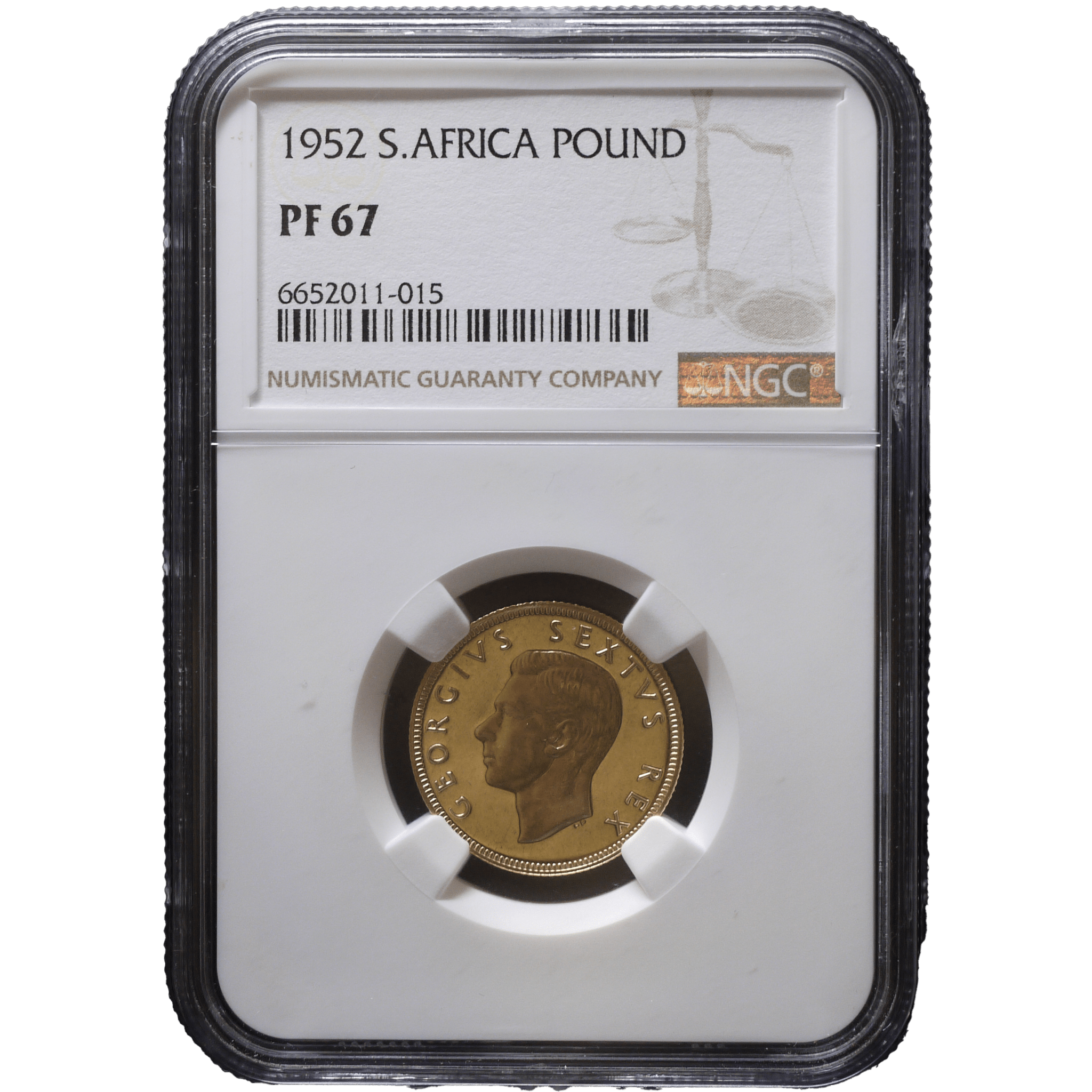 南アフリカ 1ポンド金貨 1952年 プレトリア鋳 ジョージ6世 NGC PF67 - NJ BUYER'S MARKETPLACE