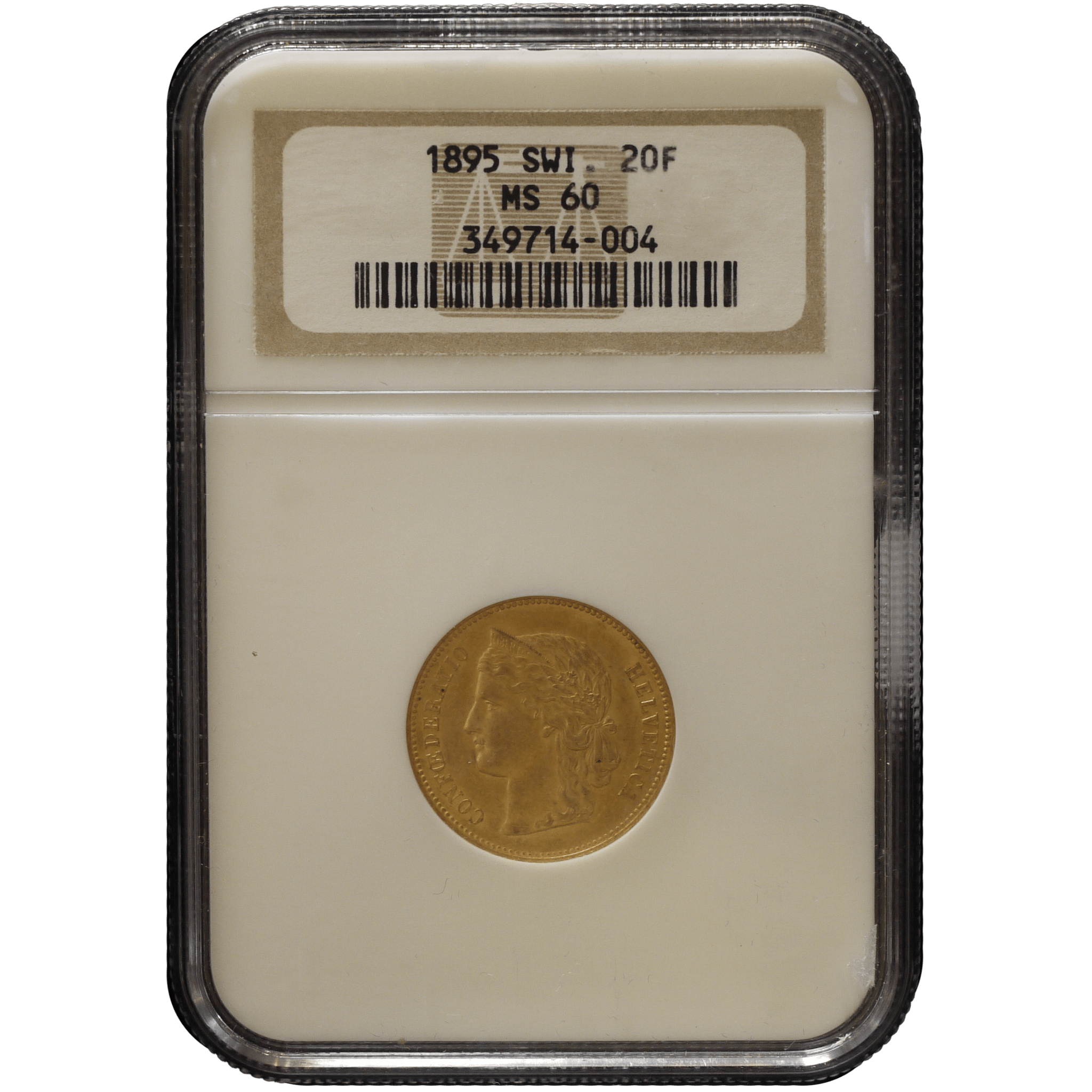 スイス 20フラン金貨 1895年 ベルン鋳 ヘルヴェティア NGC MS60 - NJ BUYER'S MARKETPLACE