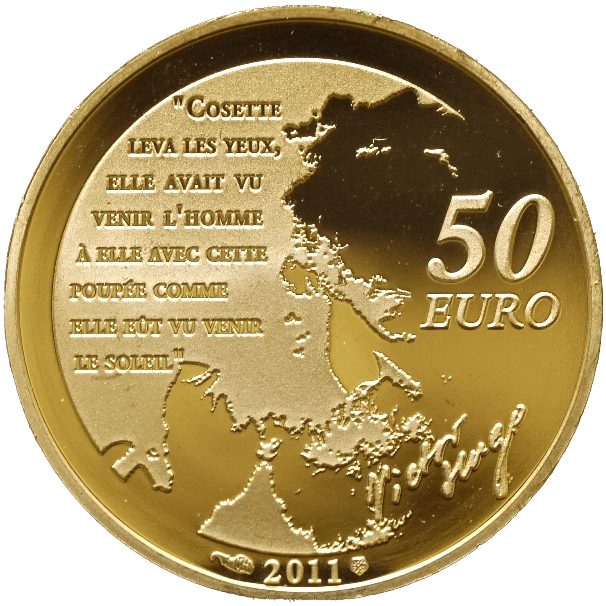 フランス 50ユーロ金貨 2011年 パリ鋳 レ・ミゼラブル 少女コゼット - NJ BUYER'S MARKETPLACE