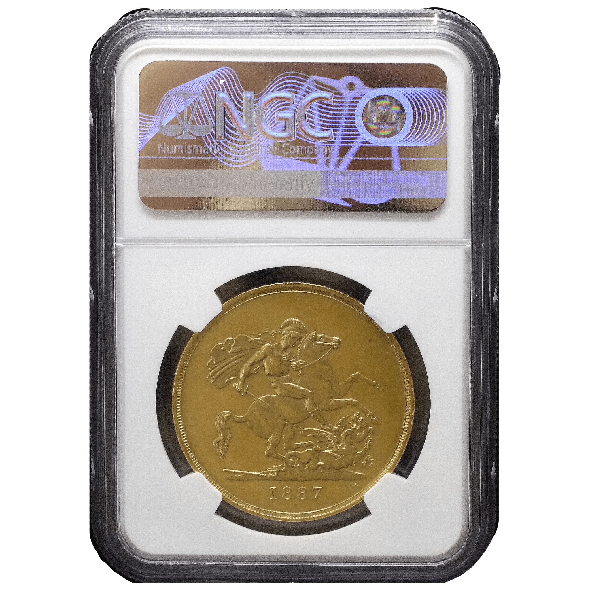 イギリス 5ポンド金貨 1887年 ロンドン鋳 ヴィクトリア NGC UNC Details - NJ BUYER'S MARKETPLACE