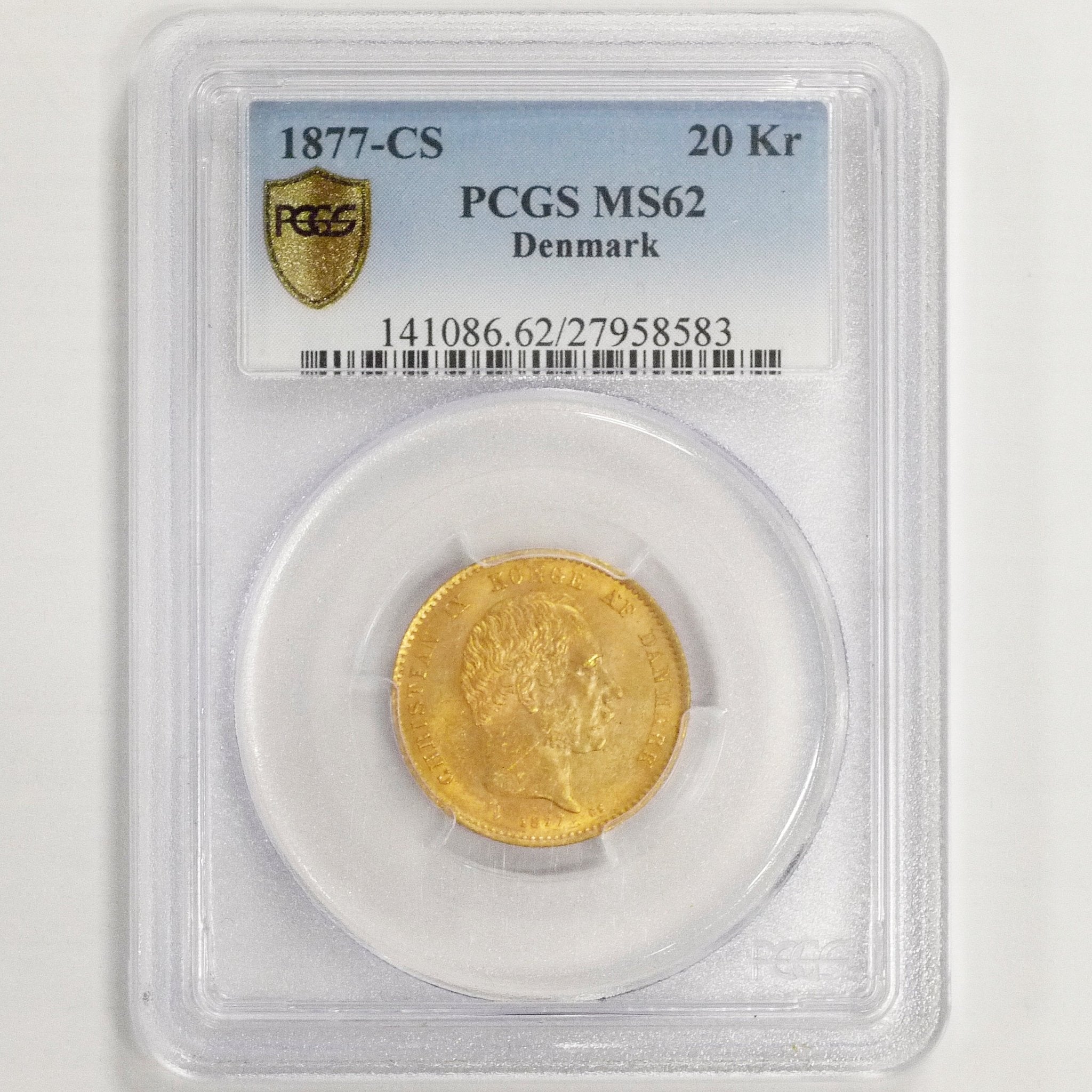 デンマーク 20クローネル金貨 1877年 コペンハーゲン鋳 クリスチャン9世 PCGS MS62 - NJ BUYER'S MARKETPLACE